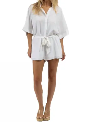 Keeper Linen Romper In White