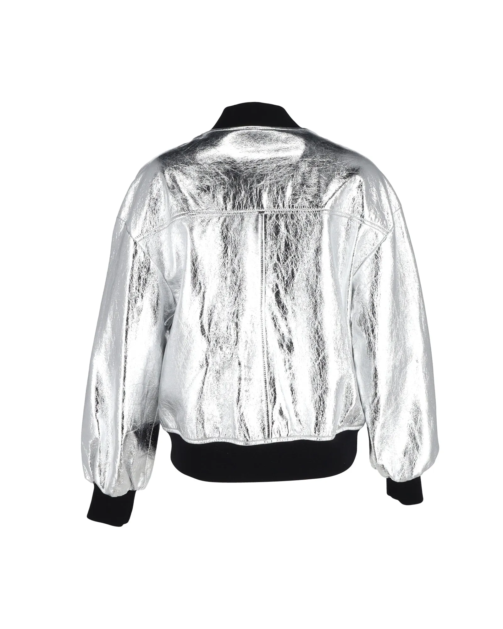 Khaite Cici Jacket in Metallic Silver Leather