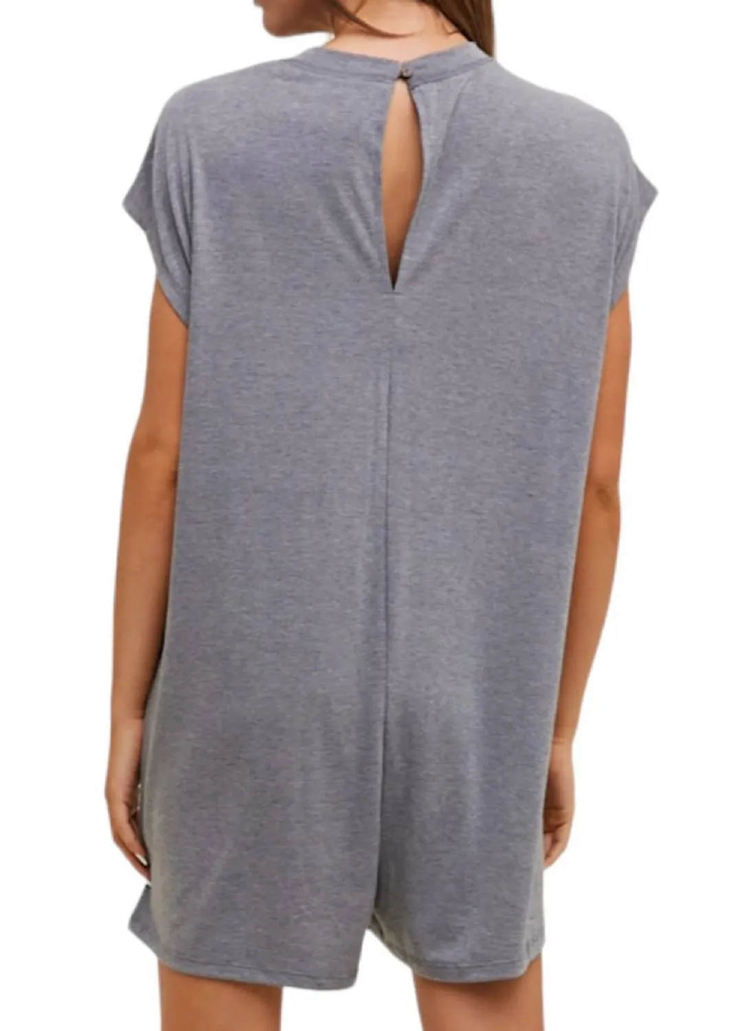 Knit Boxy Romper In Charcoal