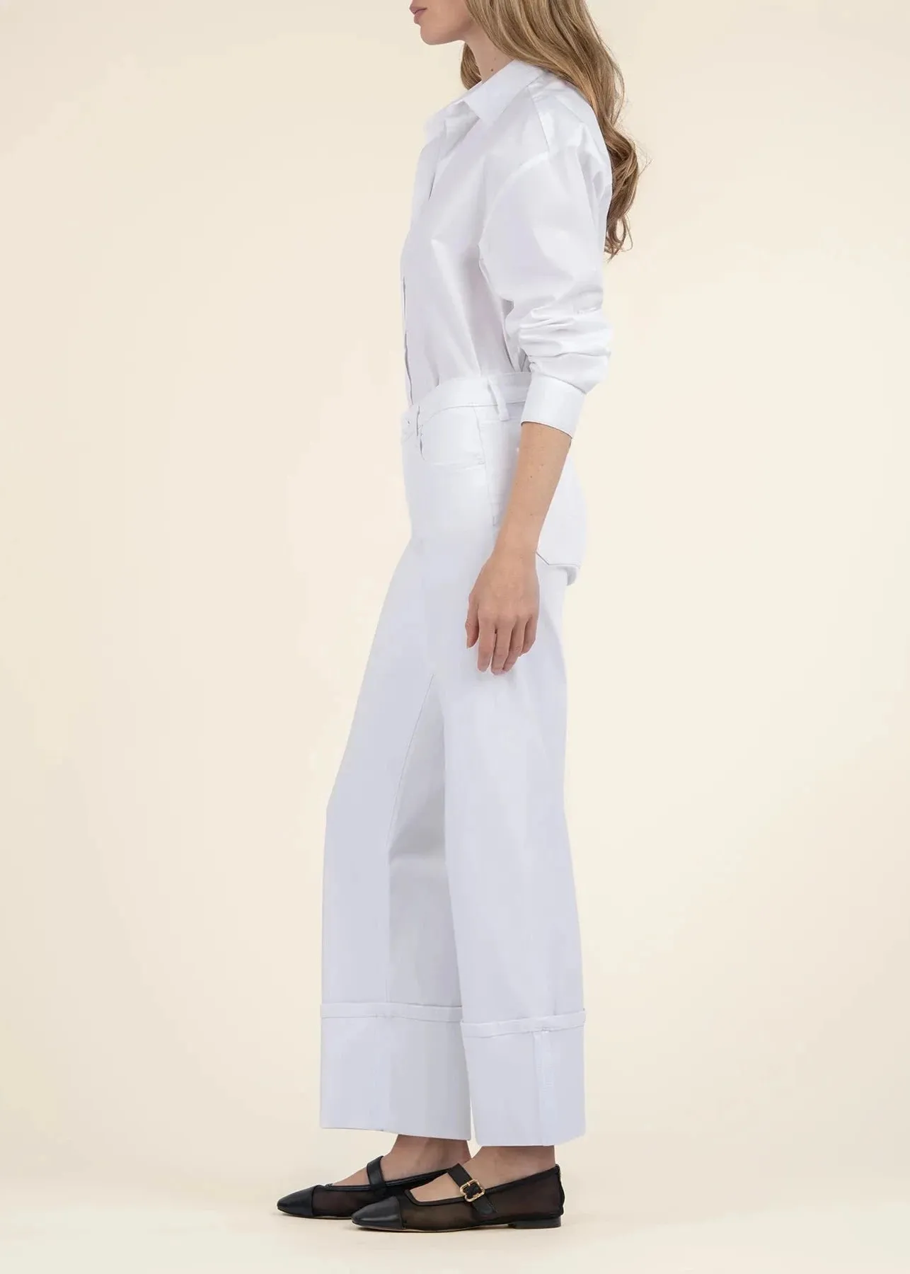 Kut From the Kloth Charlotte High Rise Fab Ab Wide Leg-Roll Up Jeans