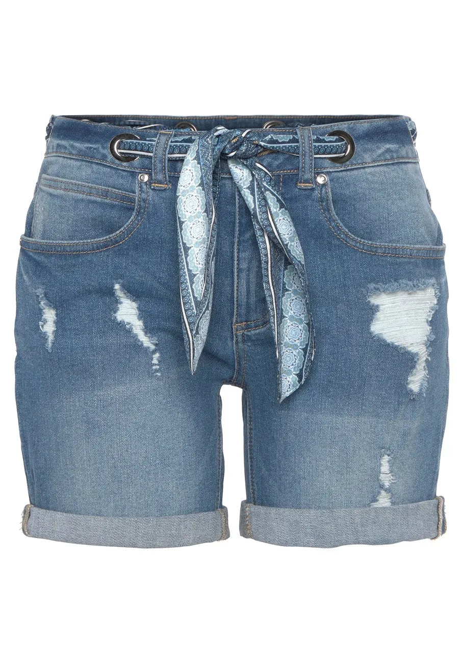 LASCANA Women's Scarf Belt Shorts