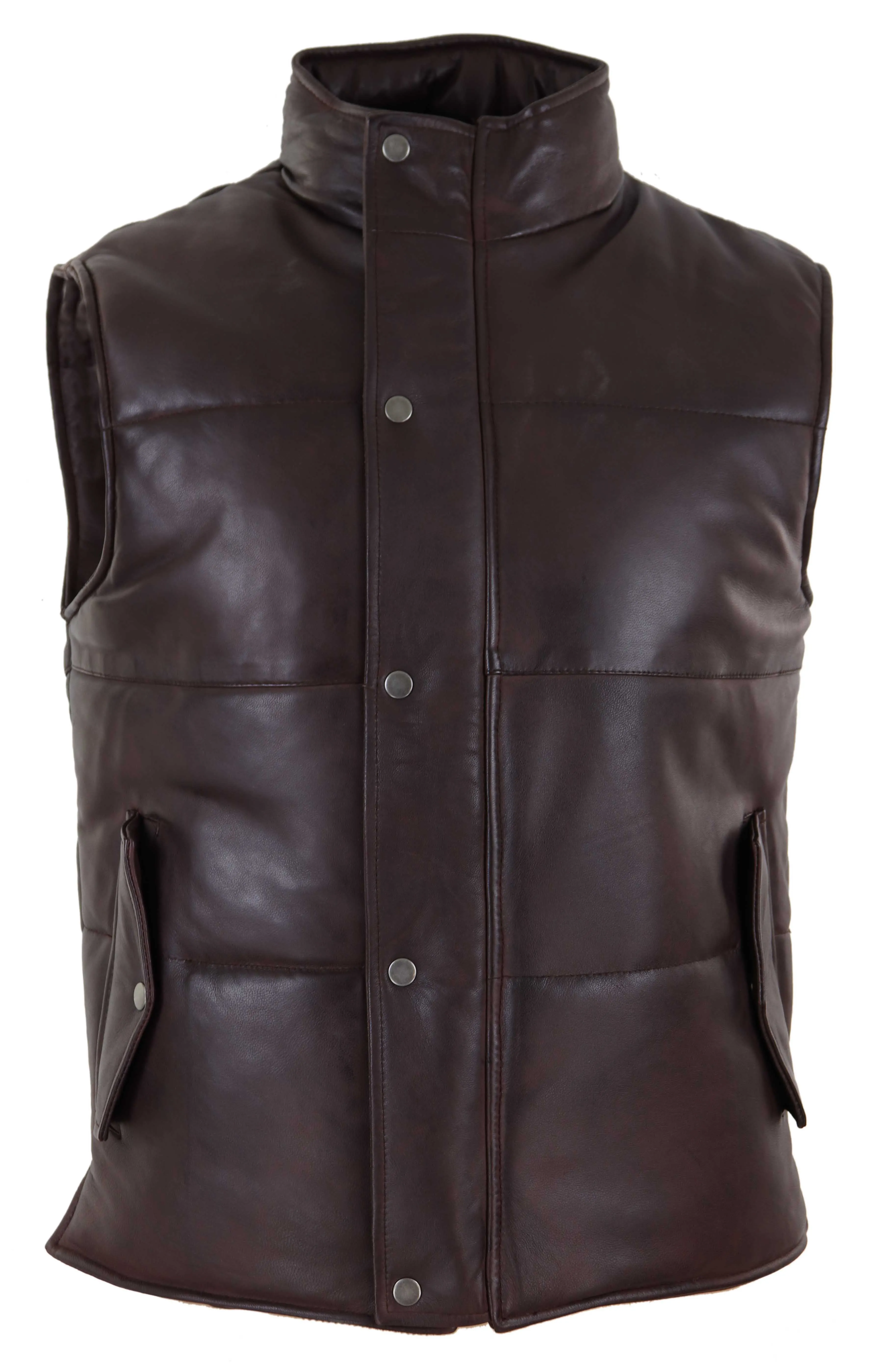 Leather Waistcoat Gilet Puffer Warm Casual