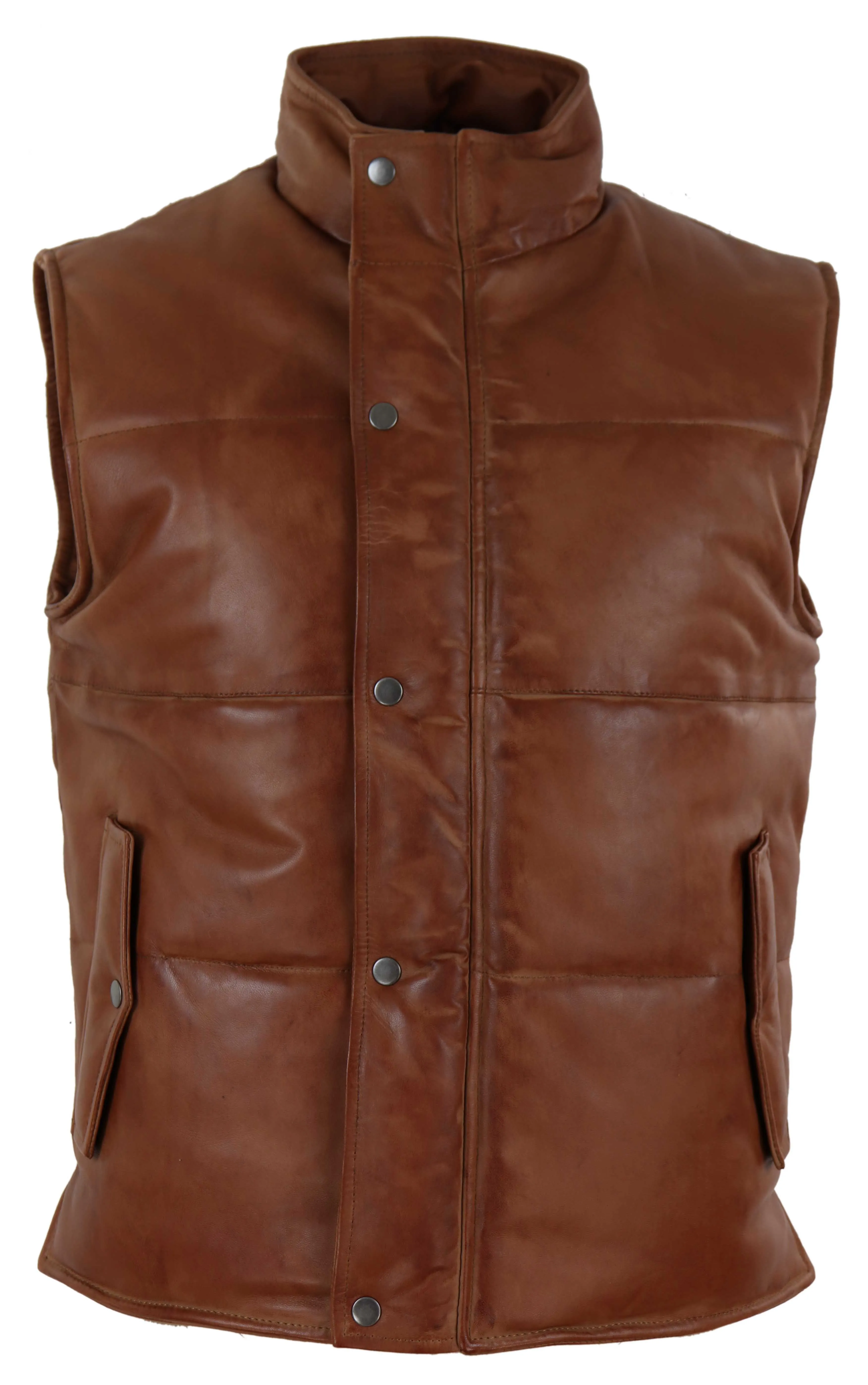 Leather Waistcoat Gilet Puffer Warm Casual