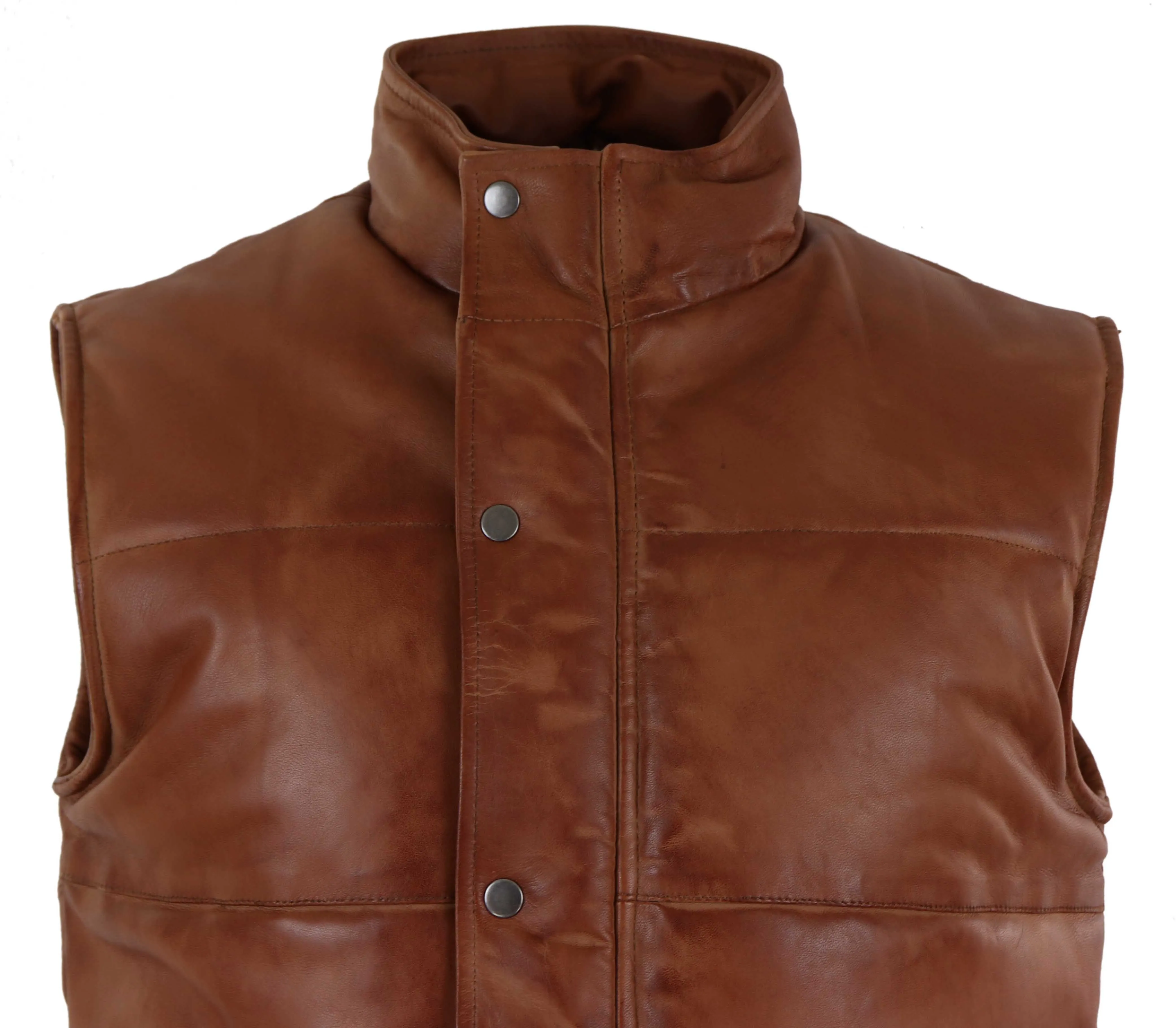 Leather Waistcoat Gilet Puffer Warm Casual