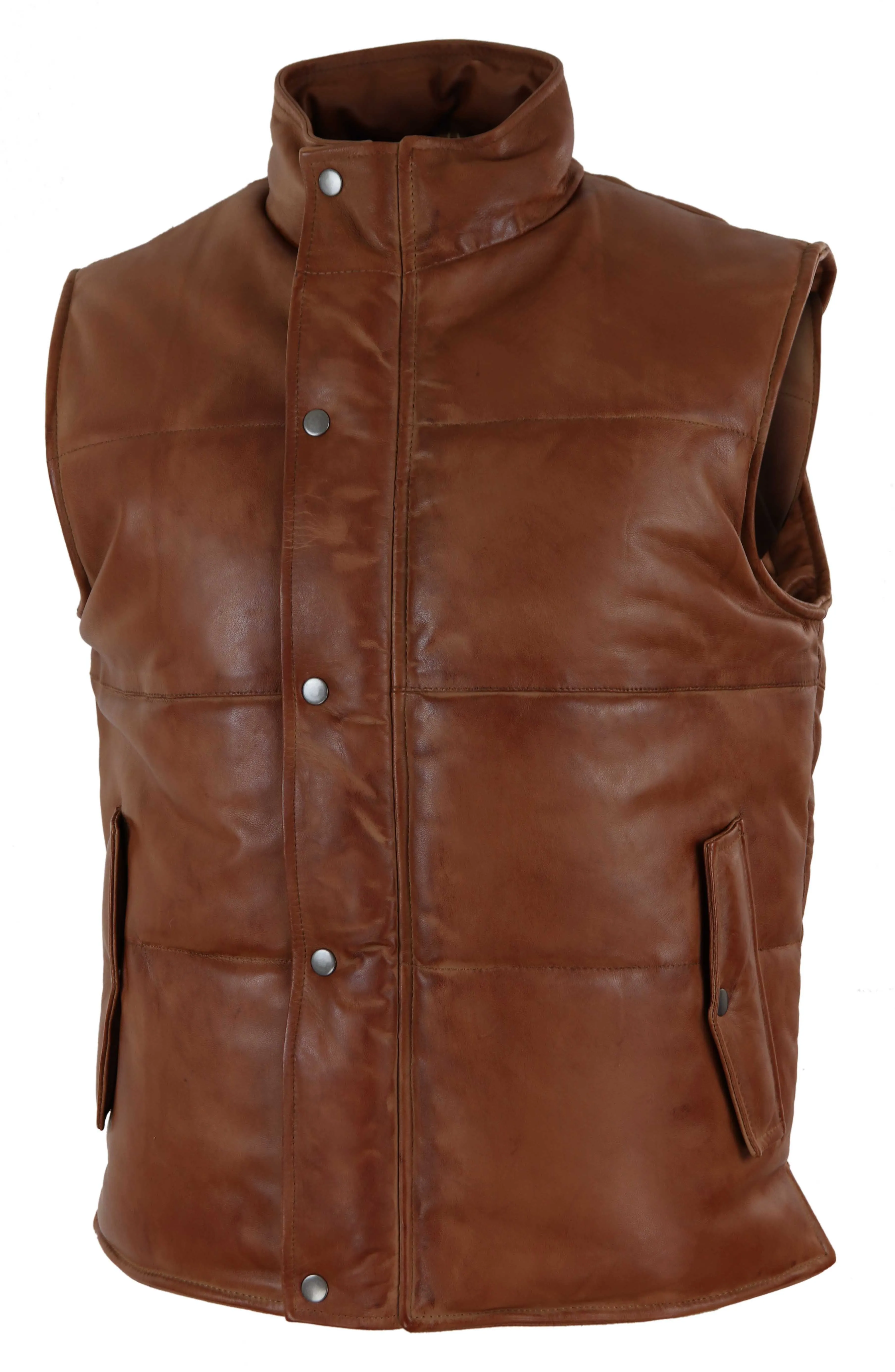 Leather Waistcoat Gilet Puffer Warm Casual