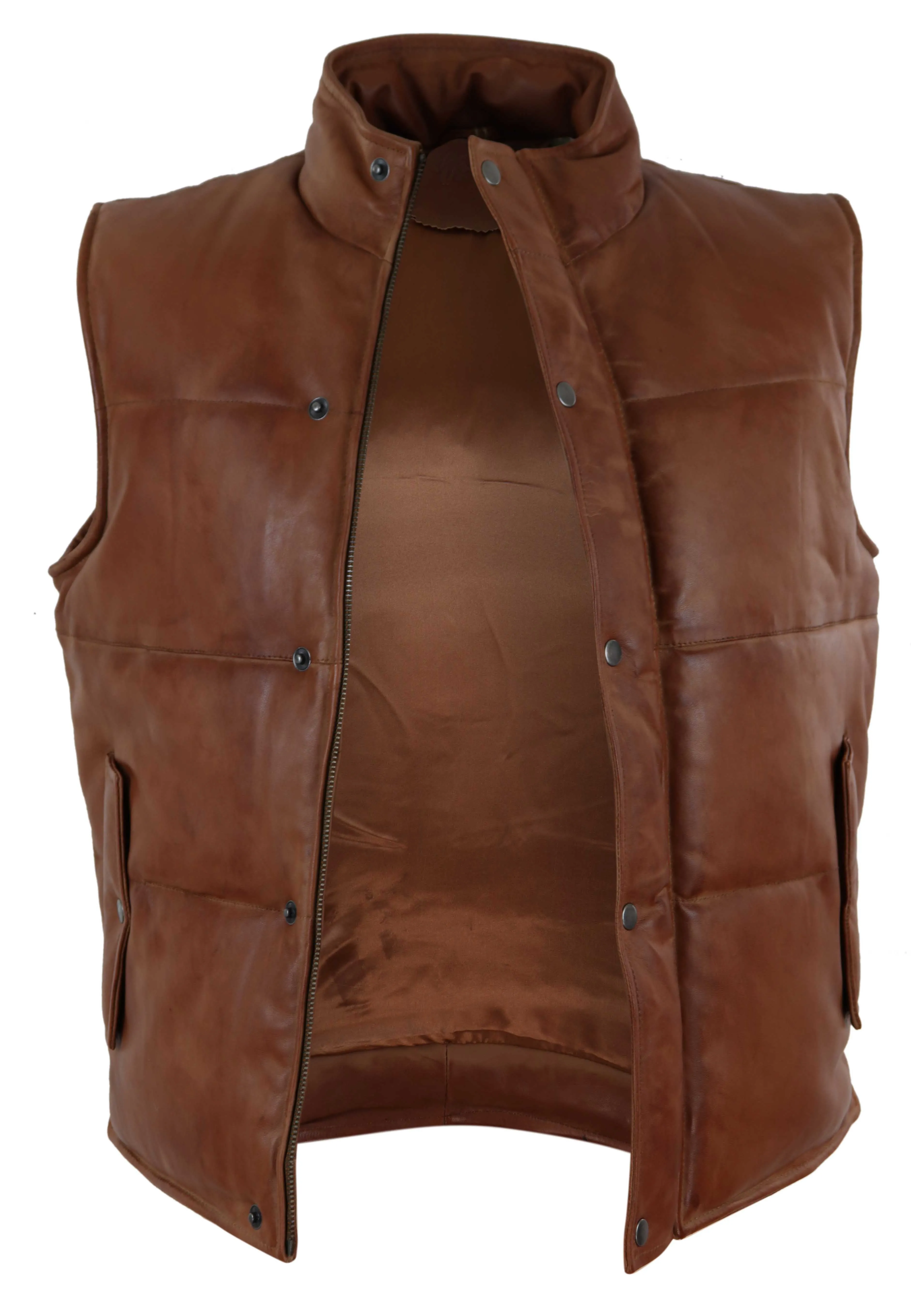 Leather Waistcoat Gilet Puffer Warm Casual