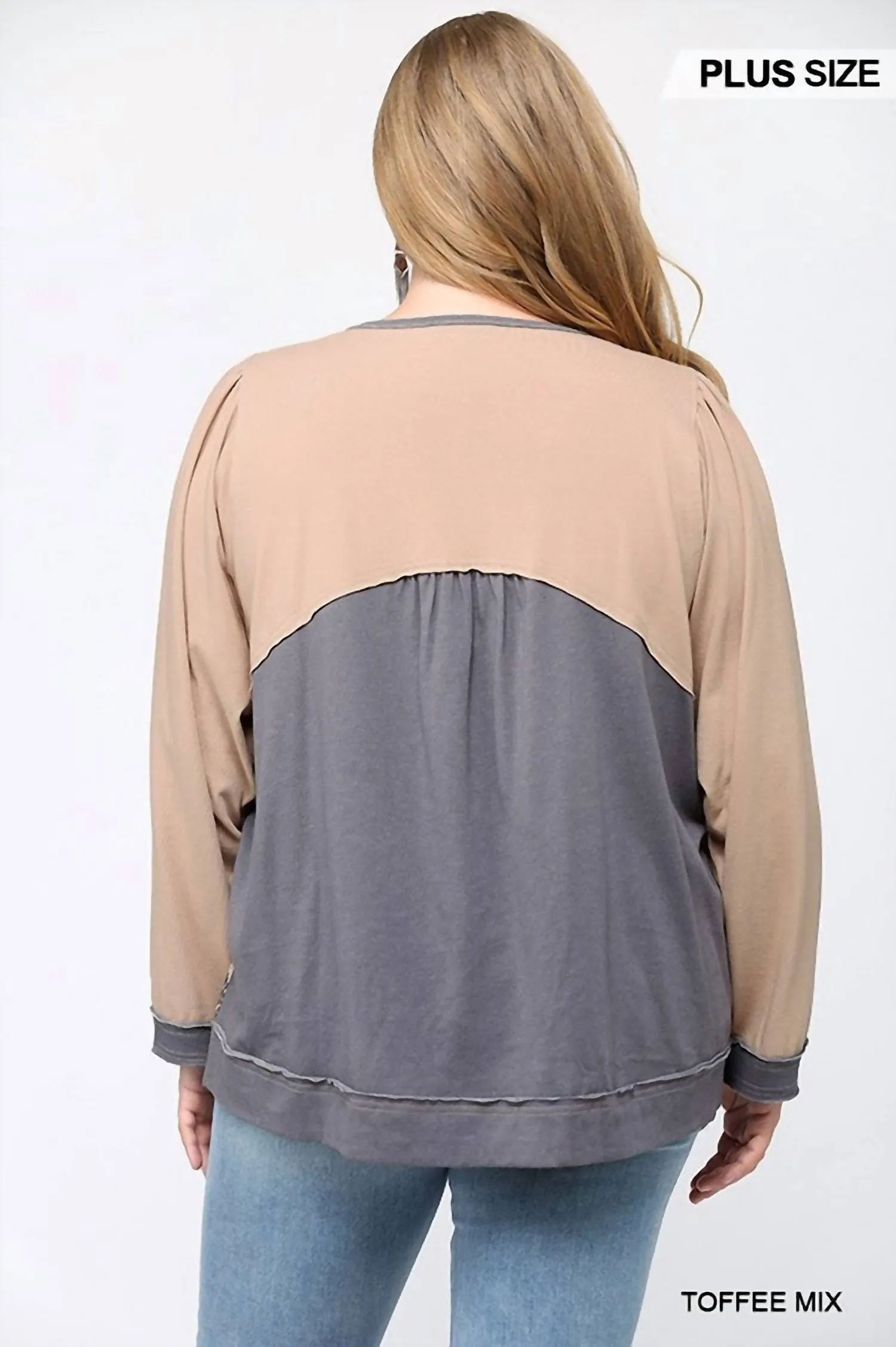 Leopard Color Block Loose Fit Top In Toffee Mix