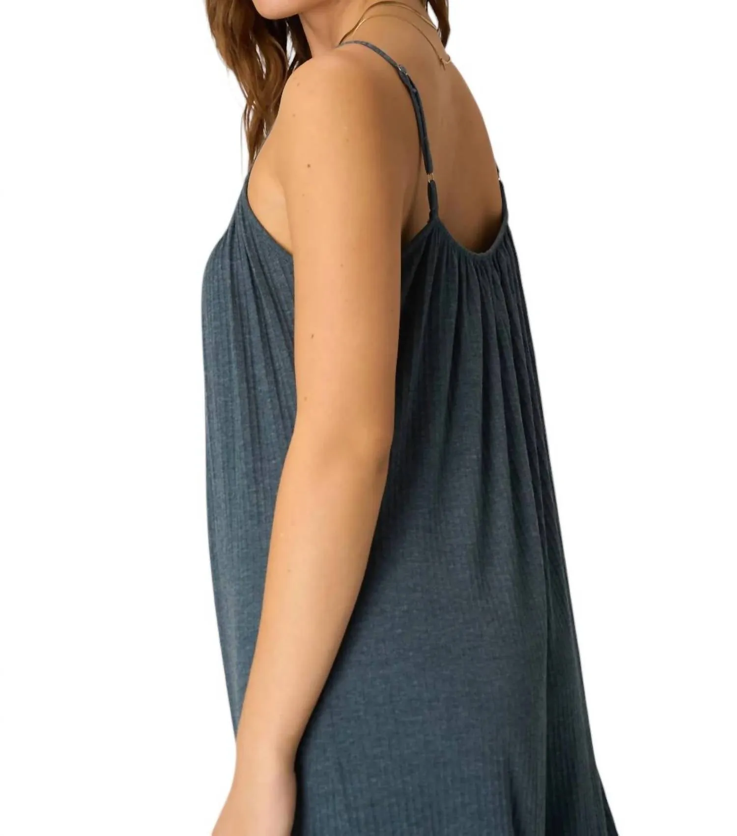 Let's Bounce Shirred Strappy Jumpsuit In Teal