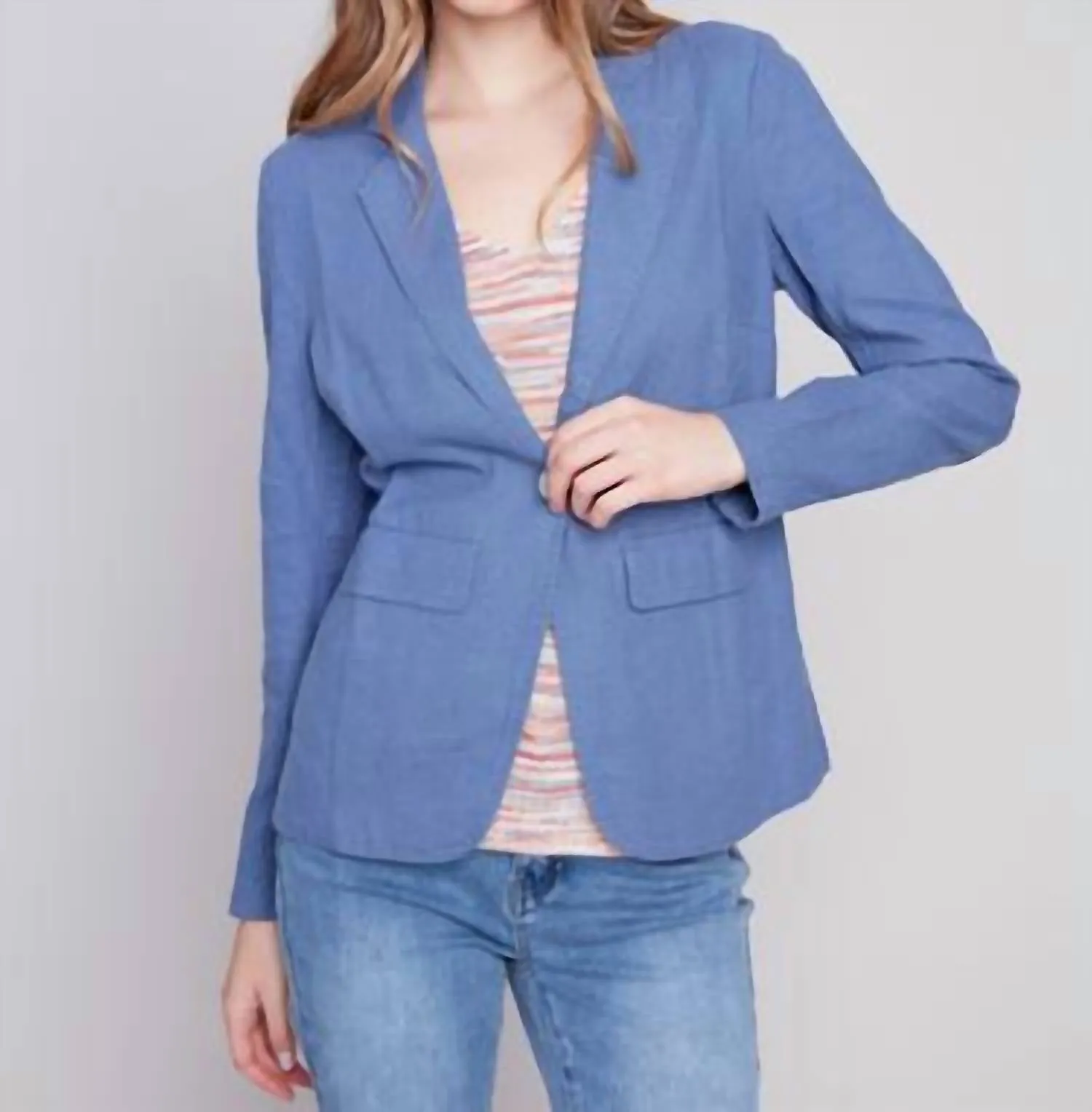 Linen Blazer In Denim