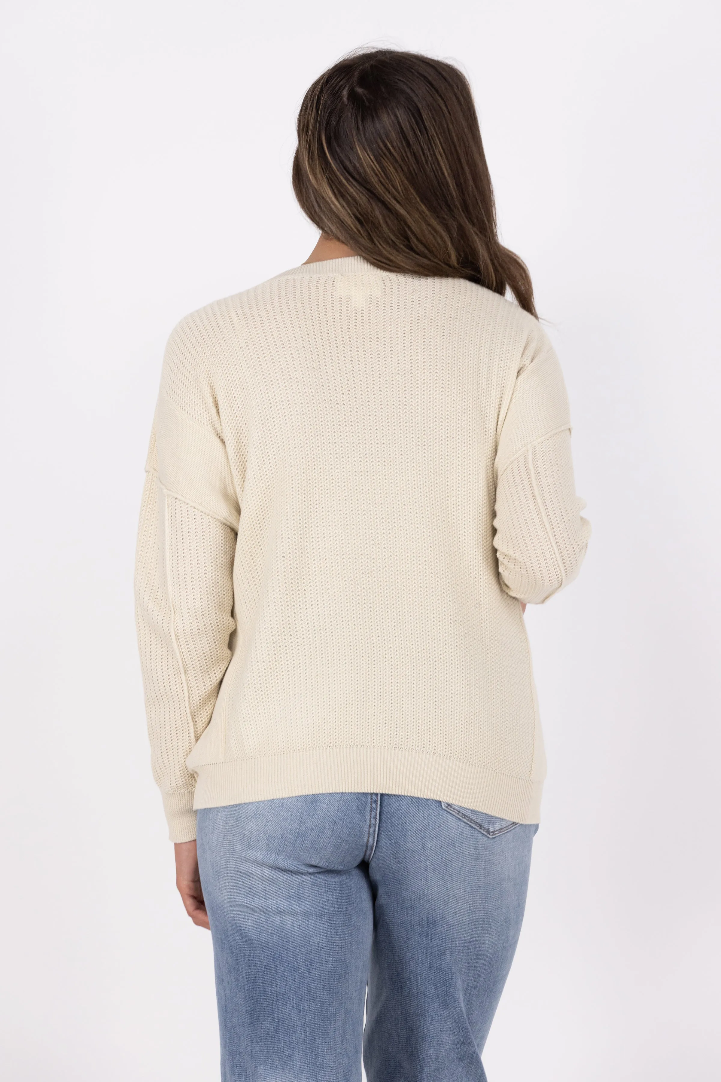 Look This Way Women's Round Neckline Relaxed Fit Sweater