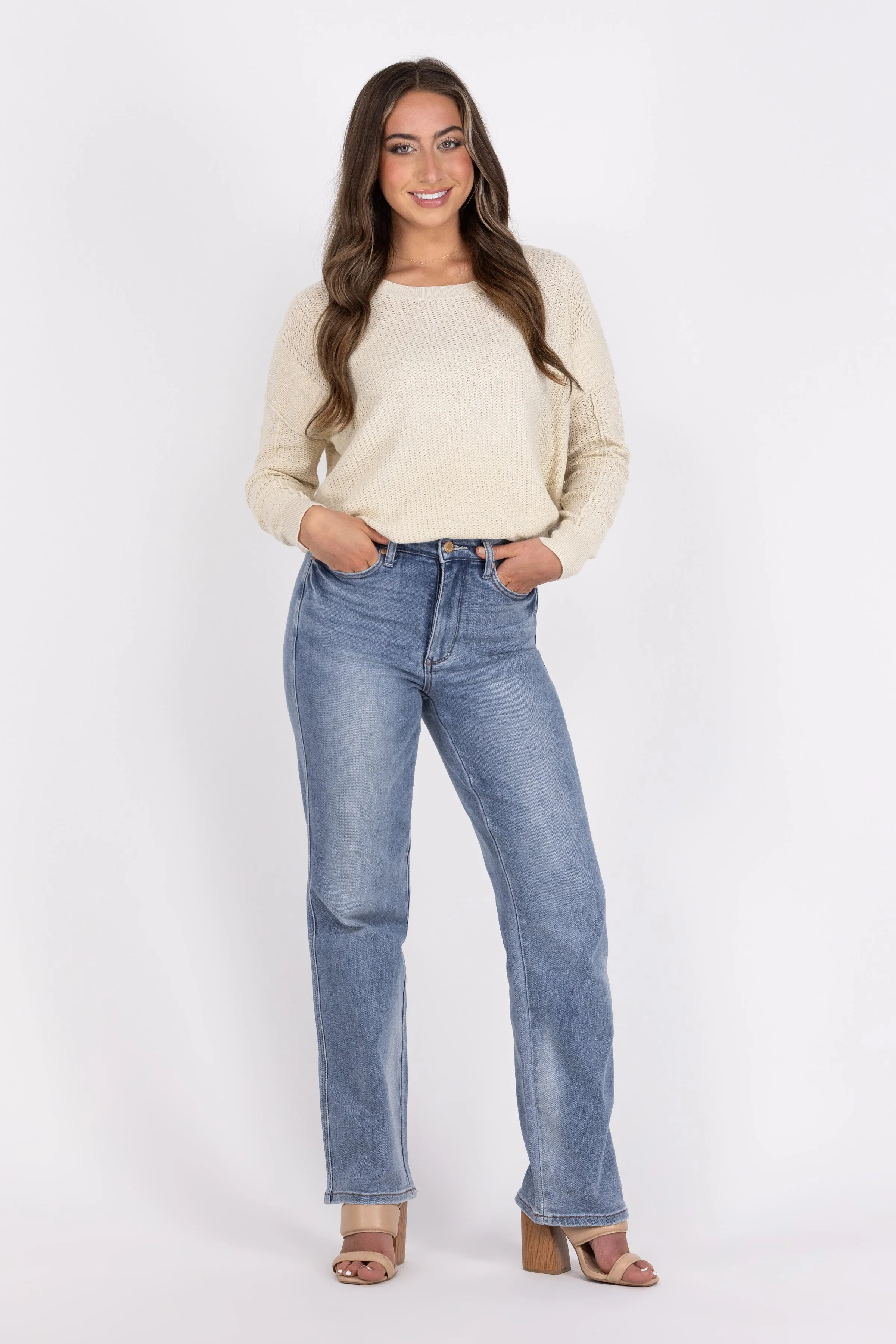Look This Way Women's Round Neckline Relaxed Fit Sweater