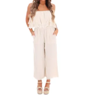 Losing My Mind Tiered Jumpsuit In Oatmeal