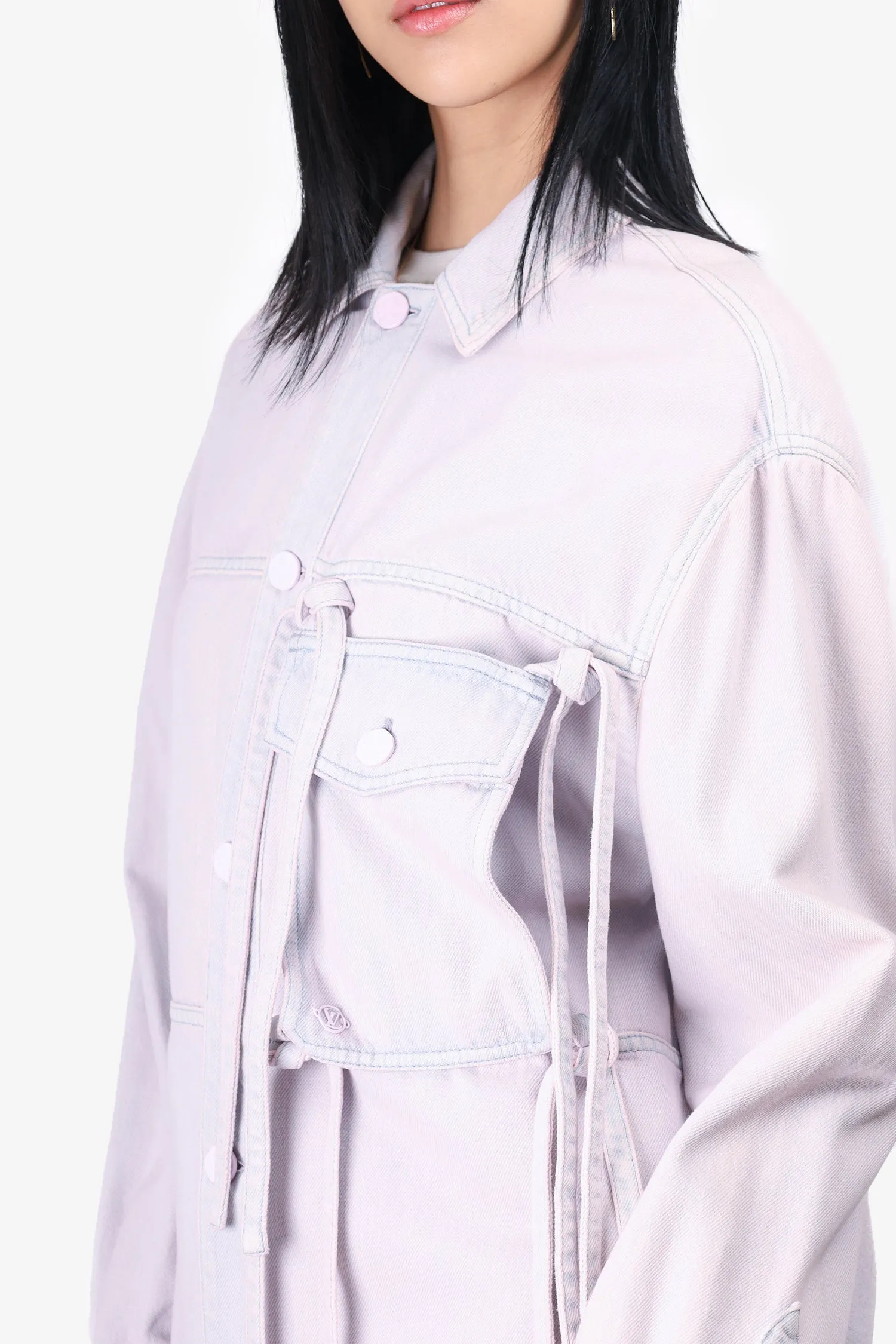 Louis Vuitton Pink/Blue Acid Wash Denim Front Pocket Detail Jacket Size XS Mens