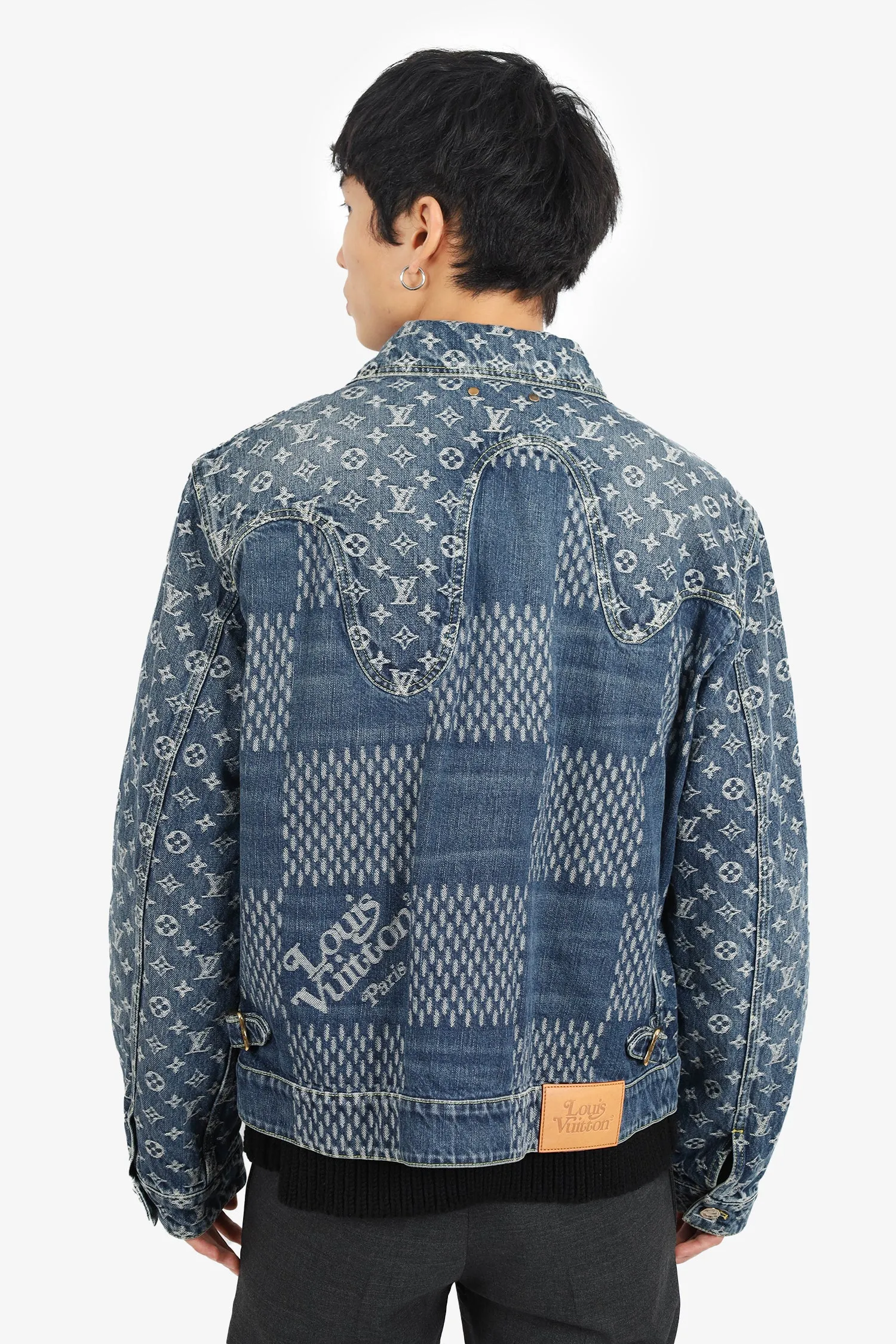 Louis Vuitton x Nigo 2020 Blue Damier Monogram Denim Jacket Size 52 Mens