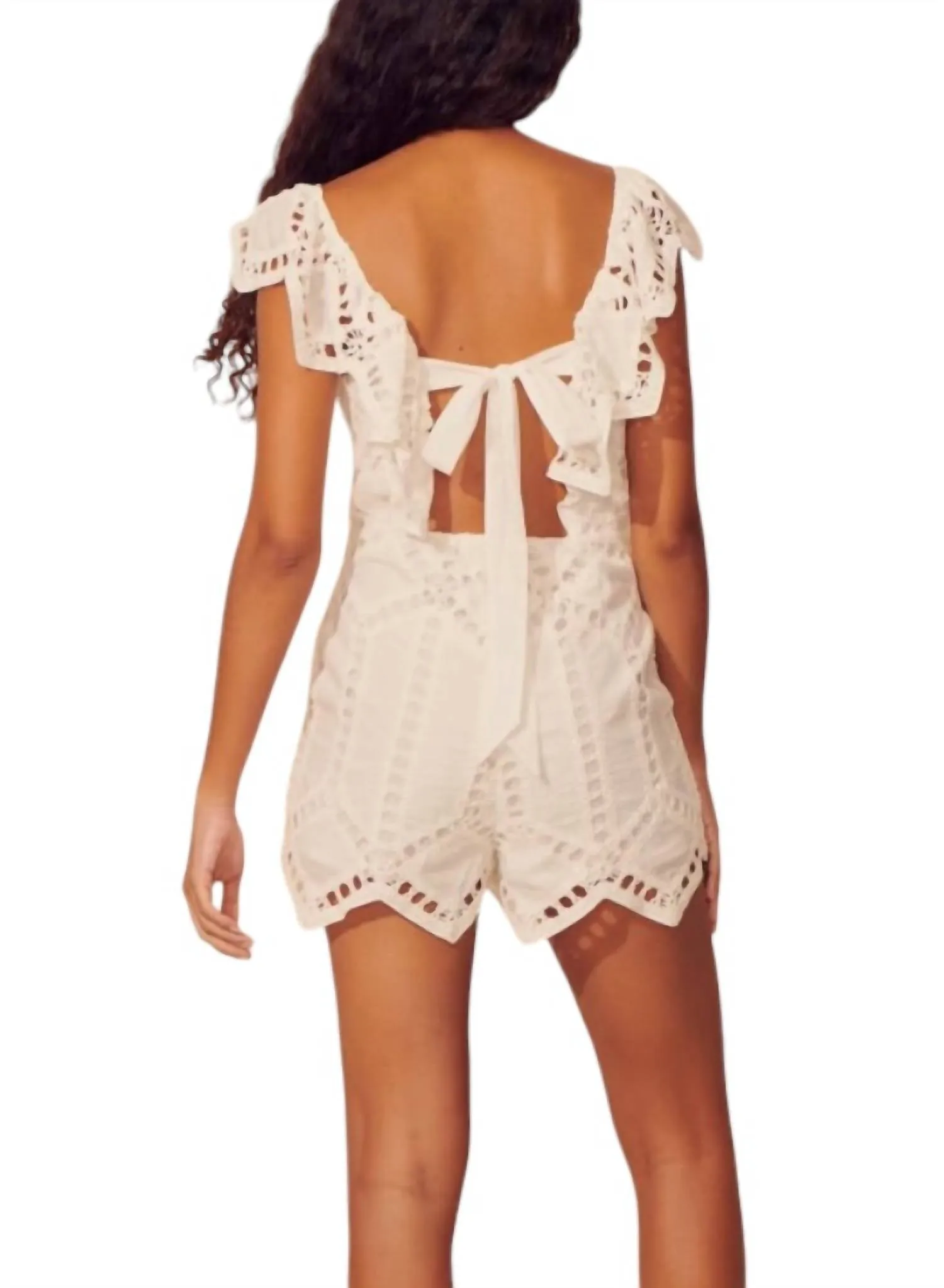 Manet Crochet Romper In White