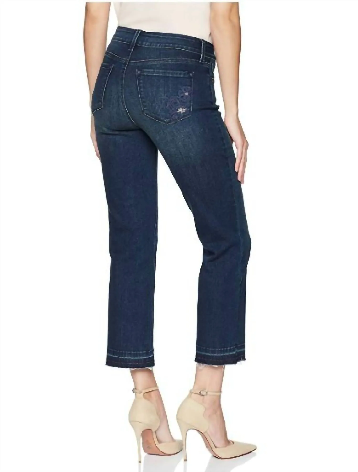 Marilyn Release Hem Straight Leg Crop Jeans In Clean Beze
