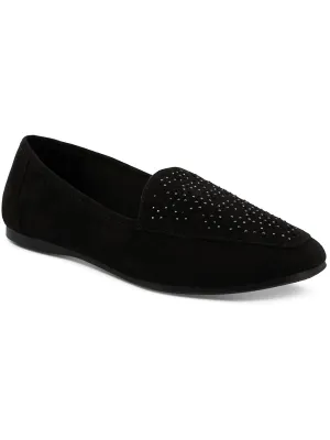 Moreyaa Womens Faux Suede Embellished Slip-On Sneakers