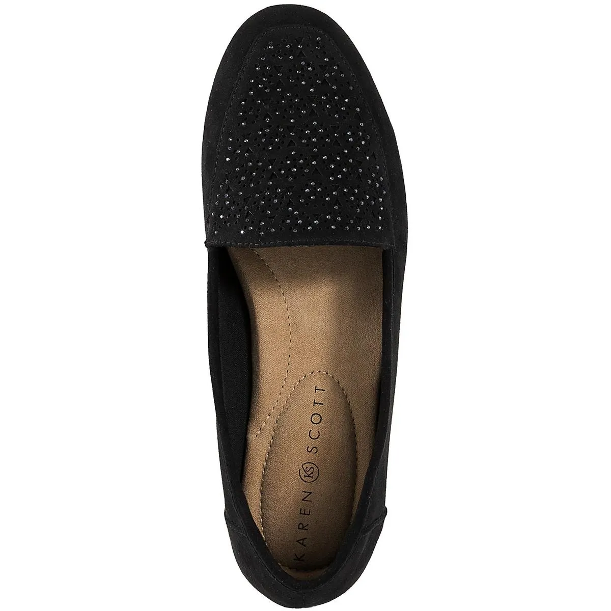 Moreyaa Womens Faux Suede Embellished Slip-On Sneakers