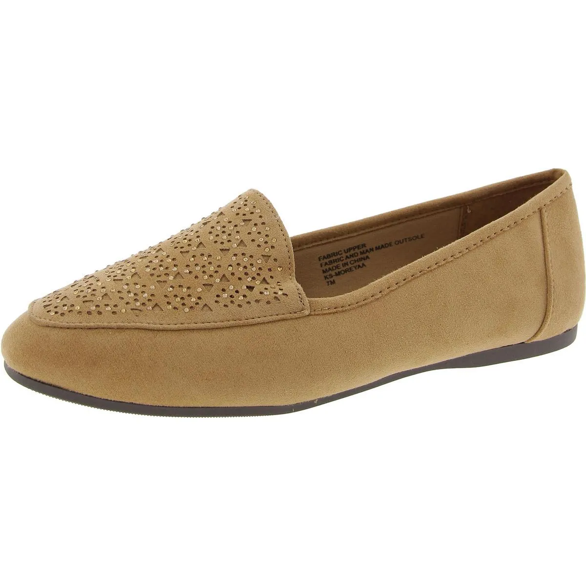 Moreyaa Womens Faux Suede Embellished Slip-On Sneakers