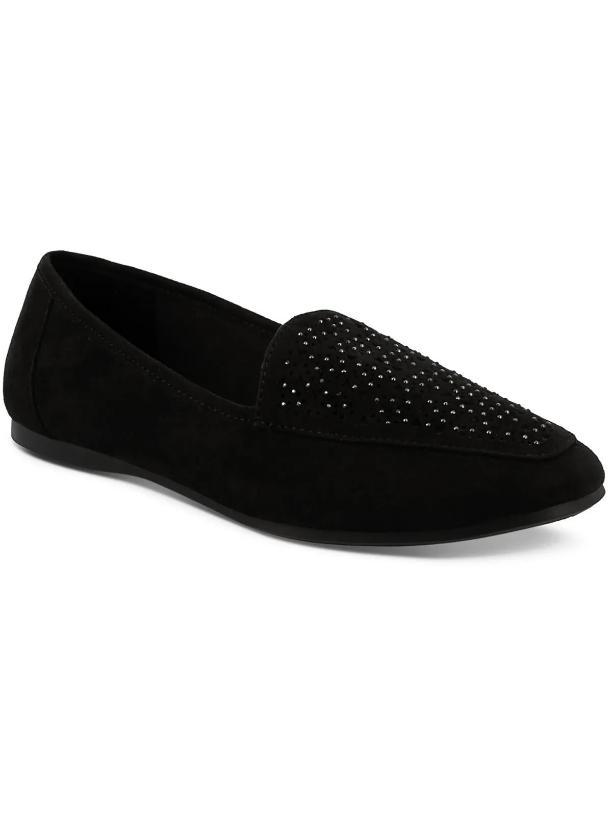 Moreyaa Womens Faux Suede Embellished Slip-On Sneakers