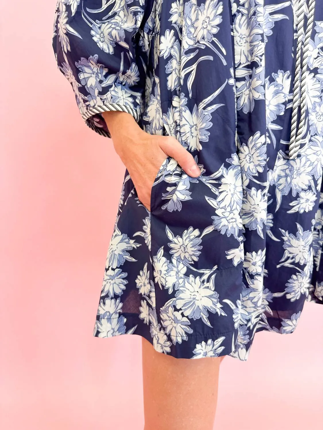 Nancy Floral Romper In Navy