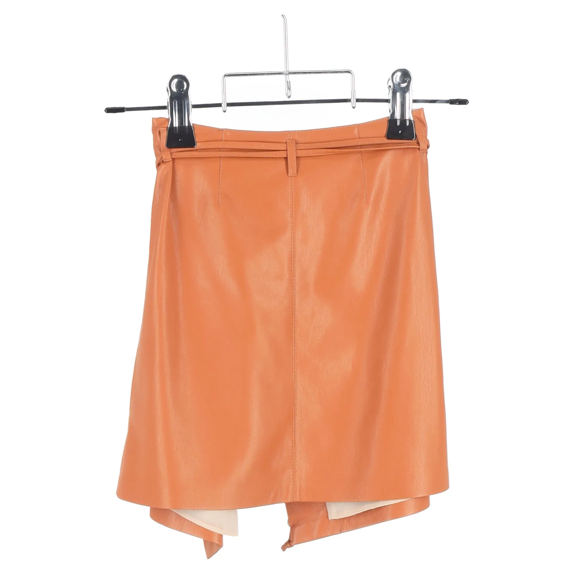Nanushka Sekoya Mini wrap Skirt in Brown Leather