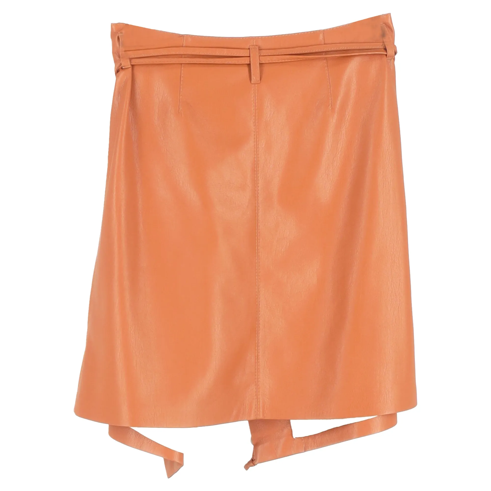 Nanushka Sekoya Mini wrap Skirt in Brown Leather
