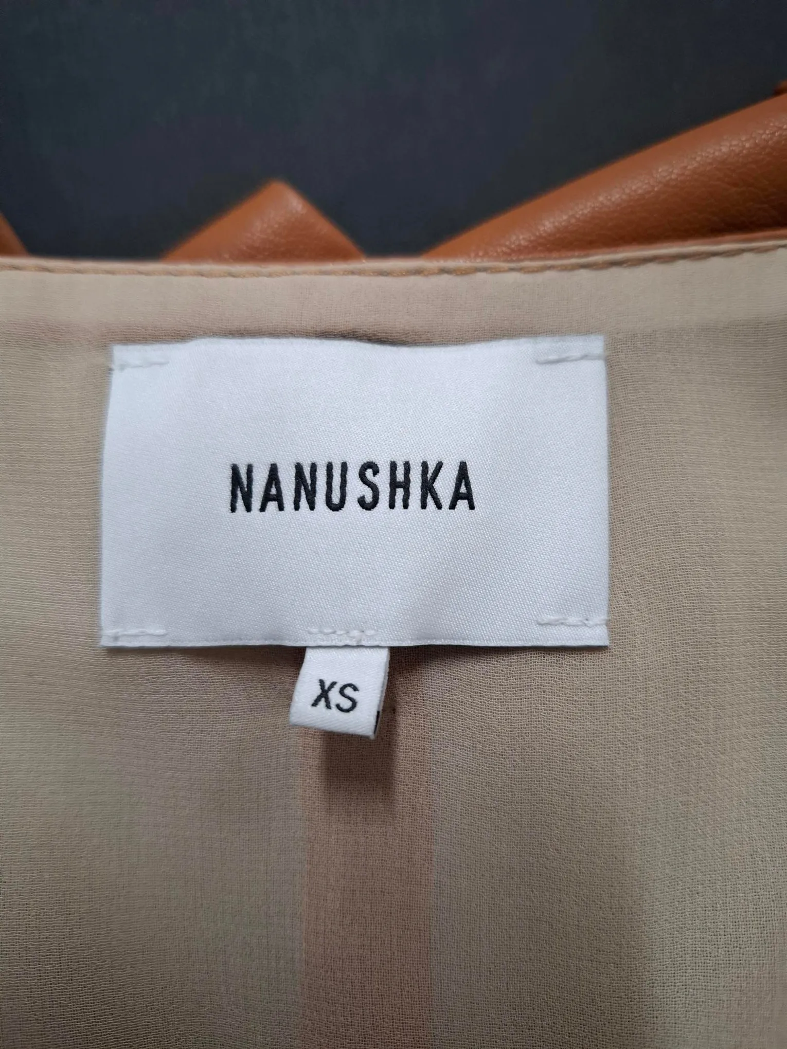 Nanushka Sekoya Mini wrap Skirt in Brown Leather