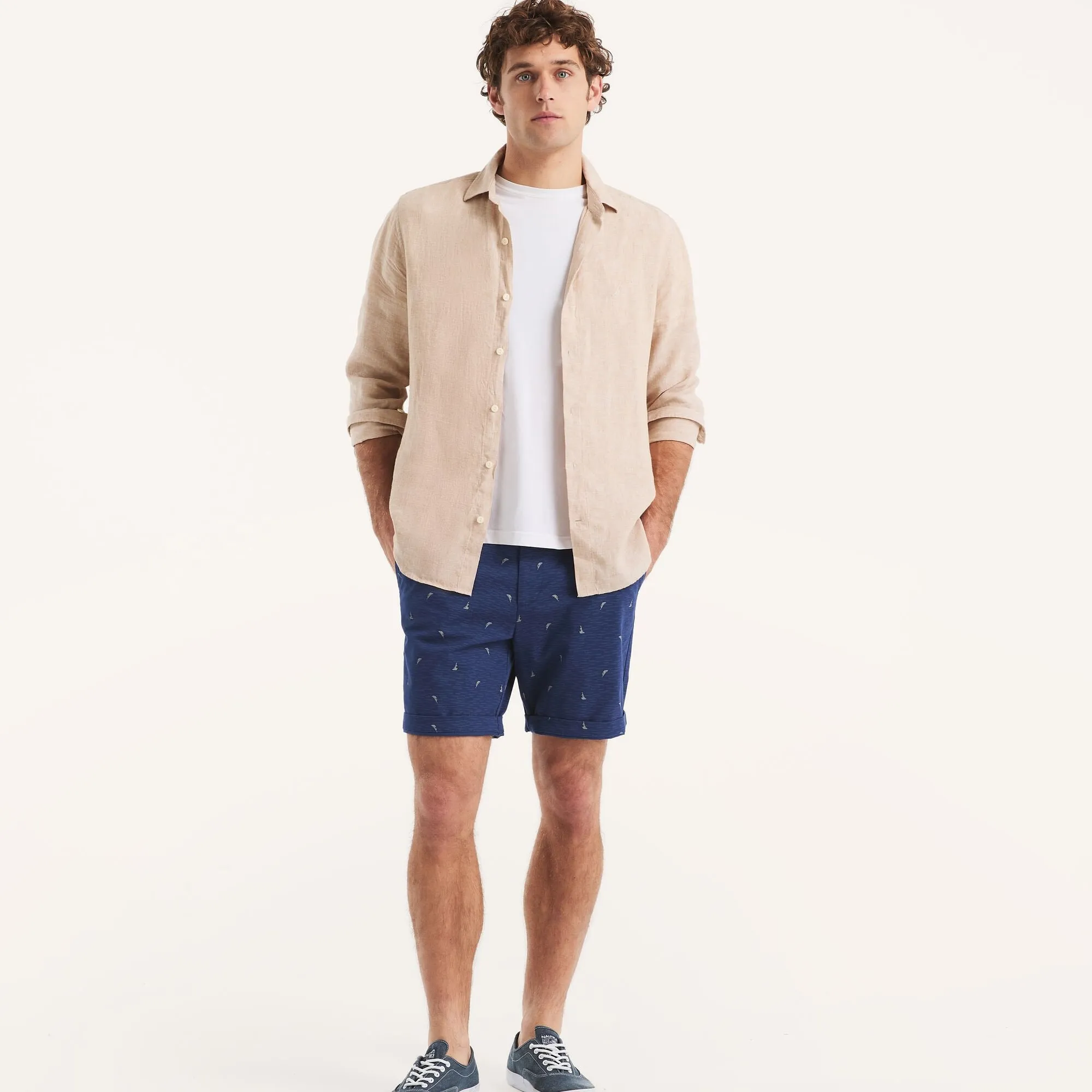 Nautica Mens 8.5" Printed Stretch Deck Short