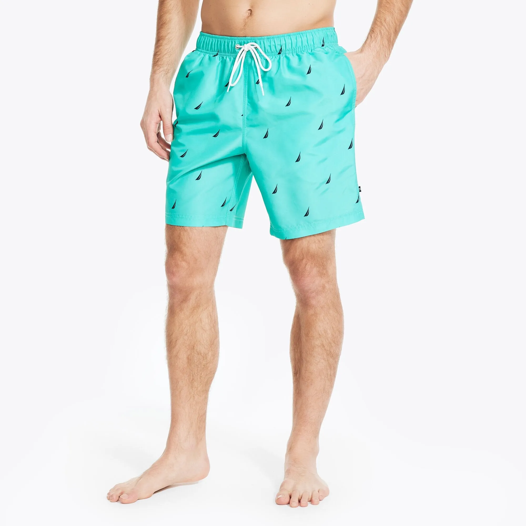 Nautica Mens 8" Logo Print Quick-Dry Swim