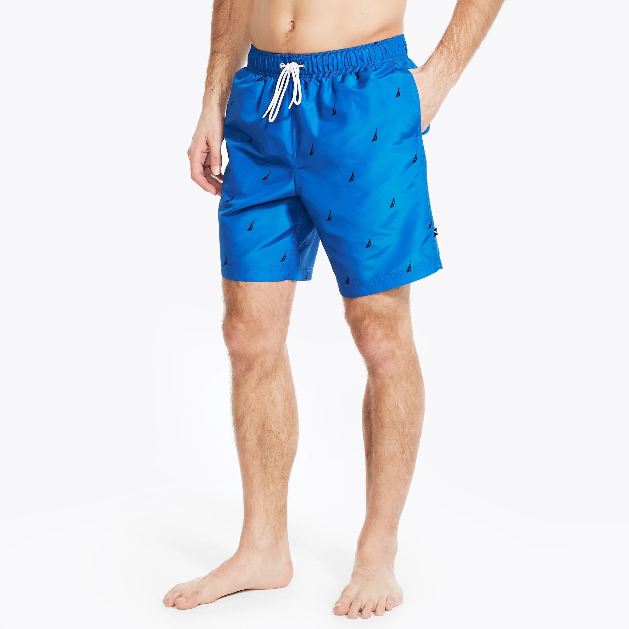 Nautica Mens 8" Logo Print Quick-Dry Swim