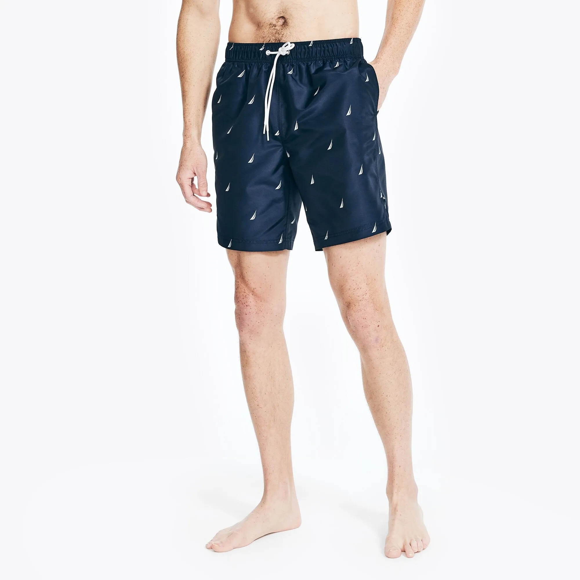 Nautica Mens 8" Logo Print Quick-Dry Swim