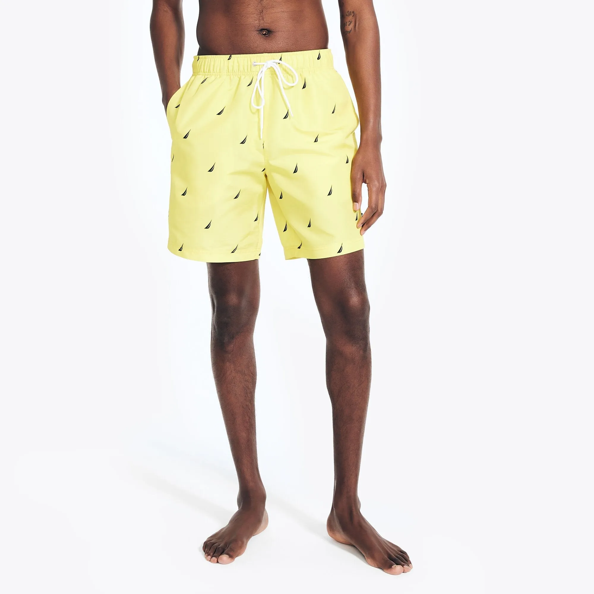 Nautica Mens 8" Logo Print Quick-Dry Swim