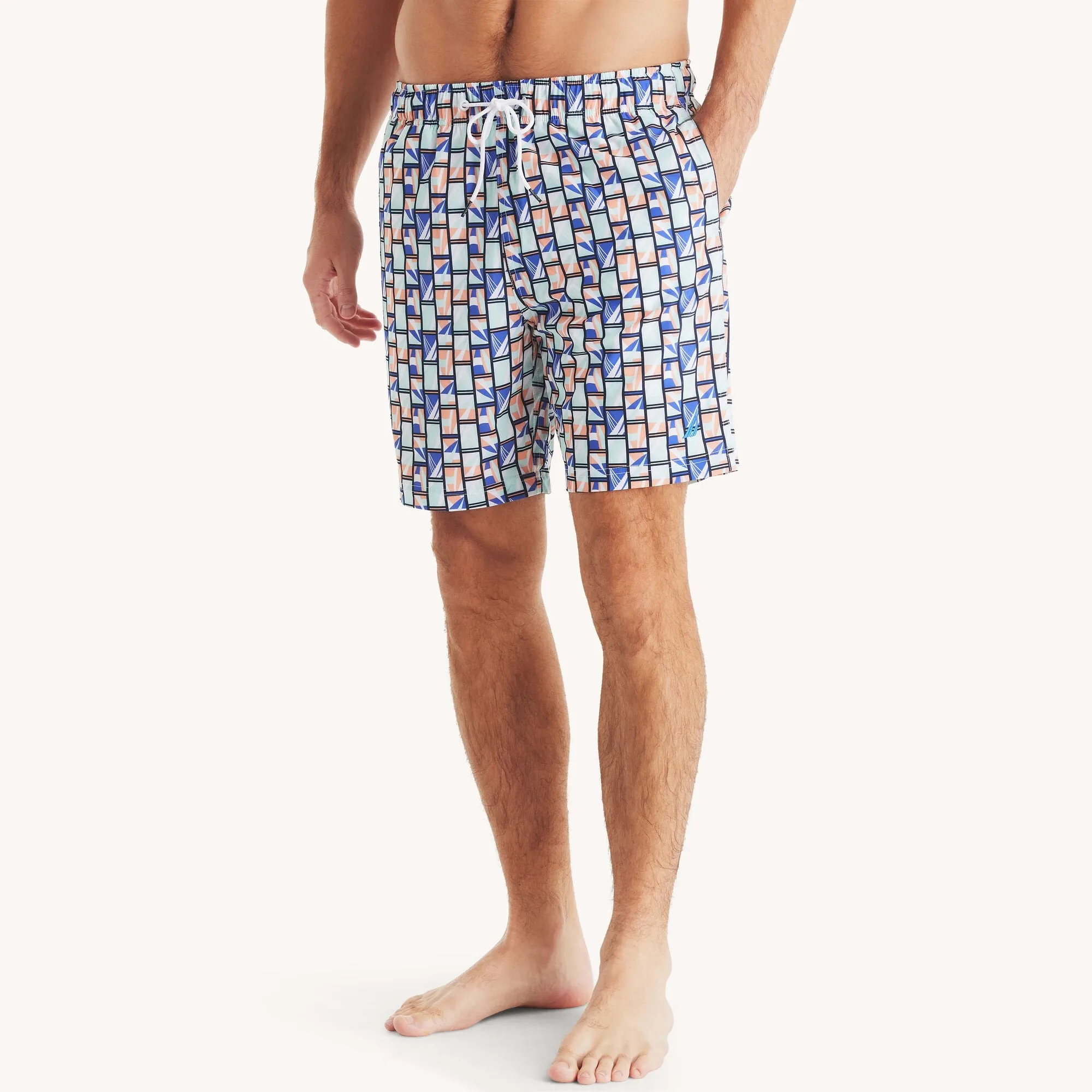 Nautica Mens 8" Printed Quick-Dry Swim