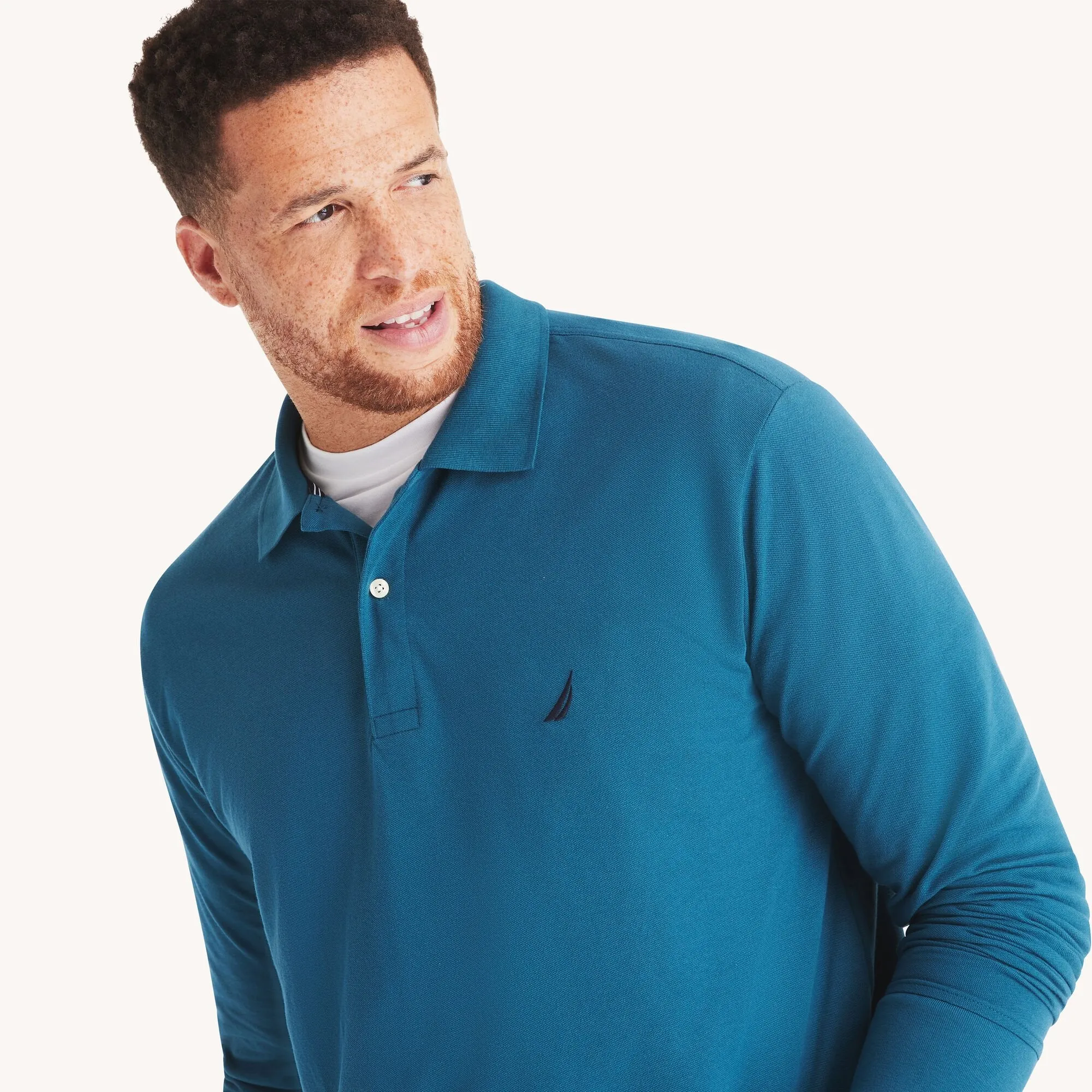 Nautica Mens Big & Tall Classic Fit Long Sleeve Deck Polo