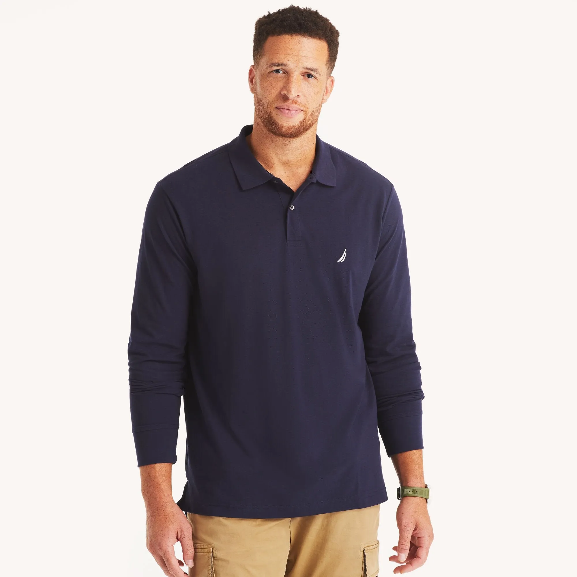 Nautica Mens Big & Tall Classic Fit Long Sleeve Deck Polo