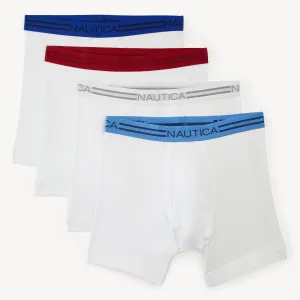 Nautica Mens Cotton Boxer Briefs, 4-Pack