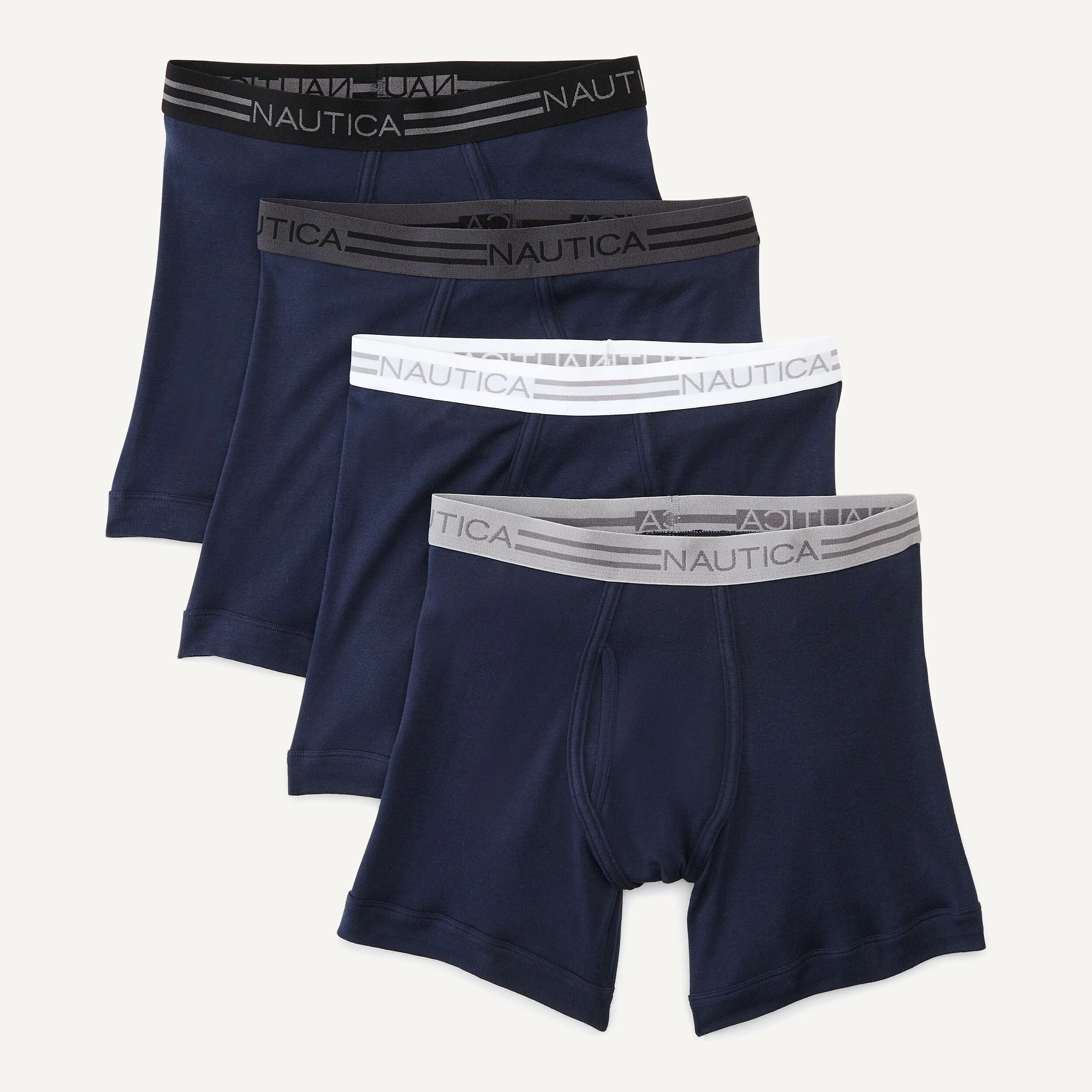Nautica Mens Cotton Boxer Briefs, 4-Pack