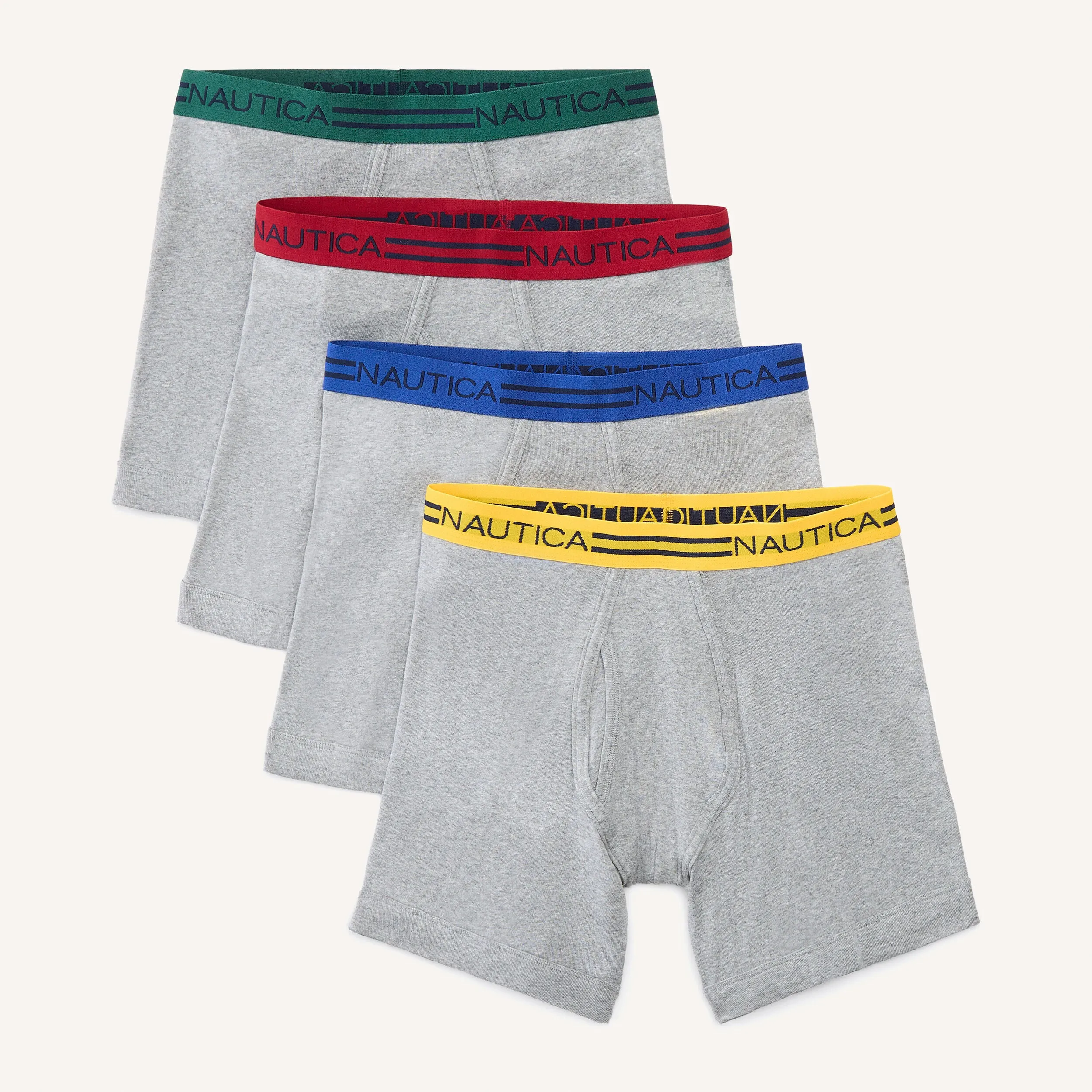 Nautica Mens Cotton Boxer Briefs, 4-Pack