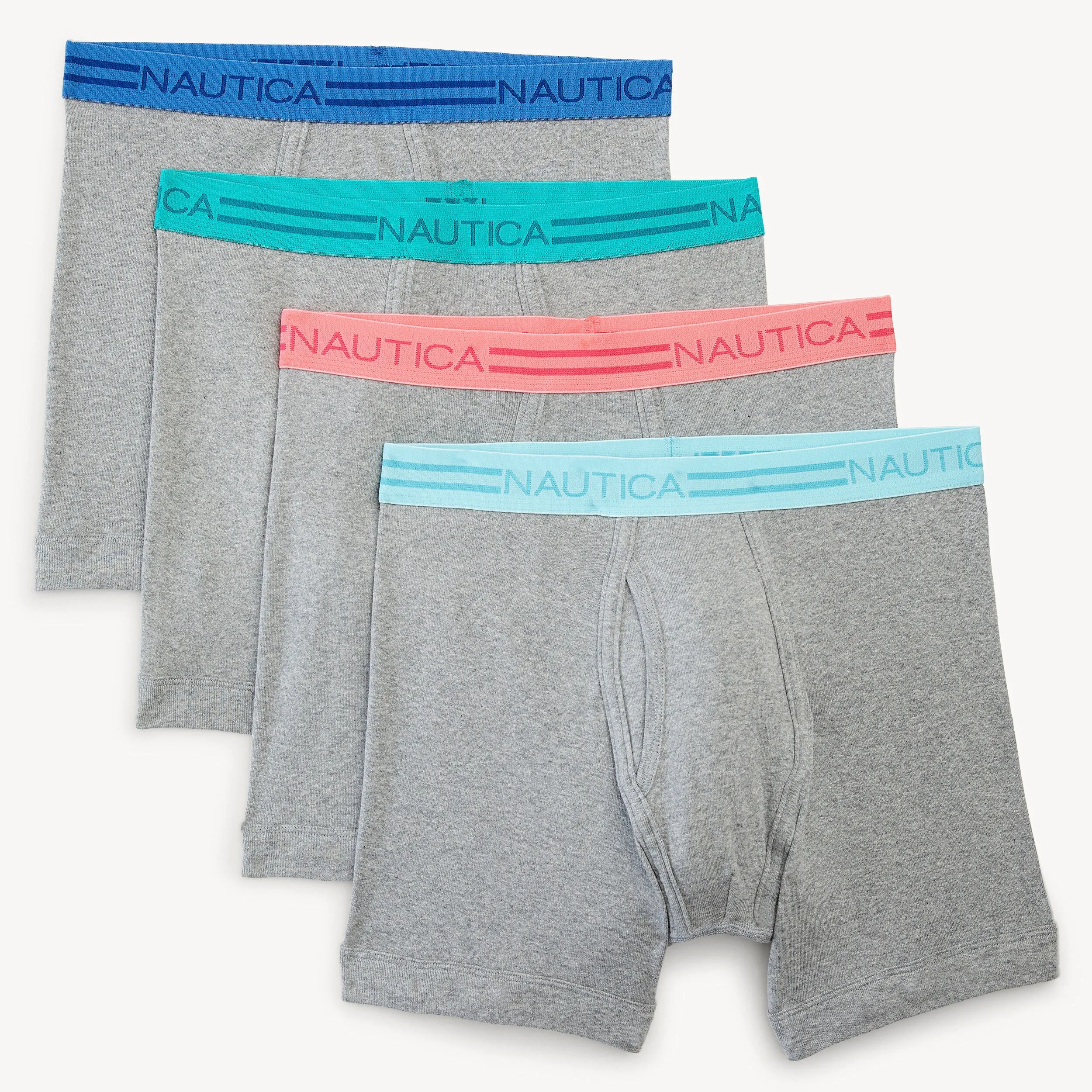 Nautica Mens Cotton Boxer Briefs, 4-Pack