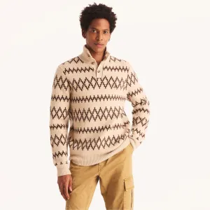 Nautica Mens Jacquard Mock-Neck Sweater