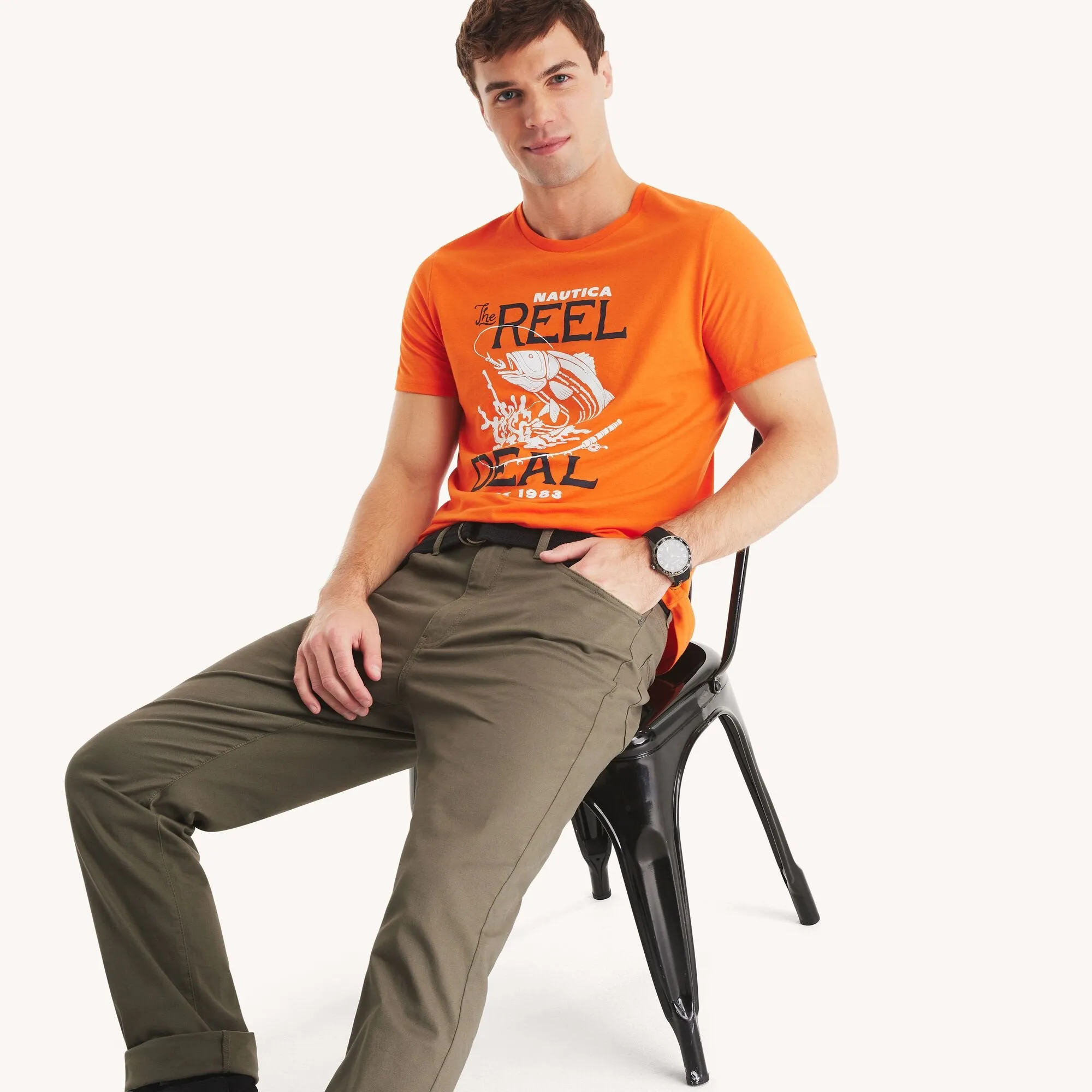 Nautica Mens Keep It Reel Graphic T-Shirt