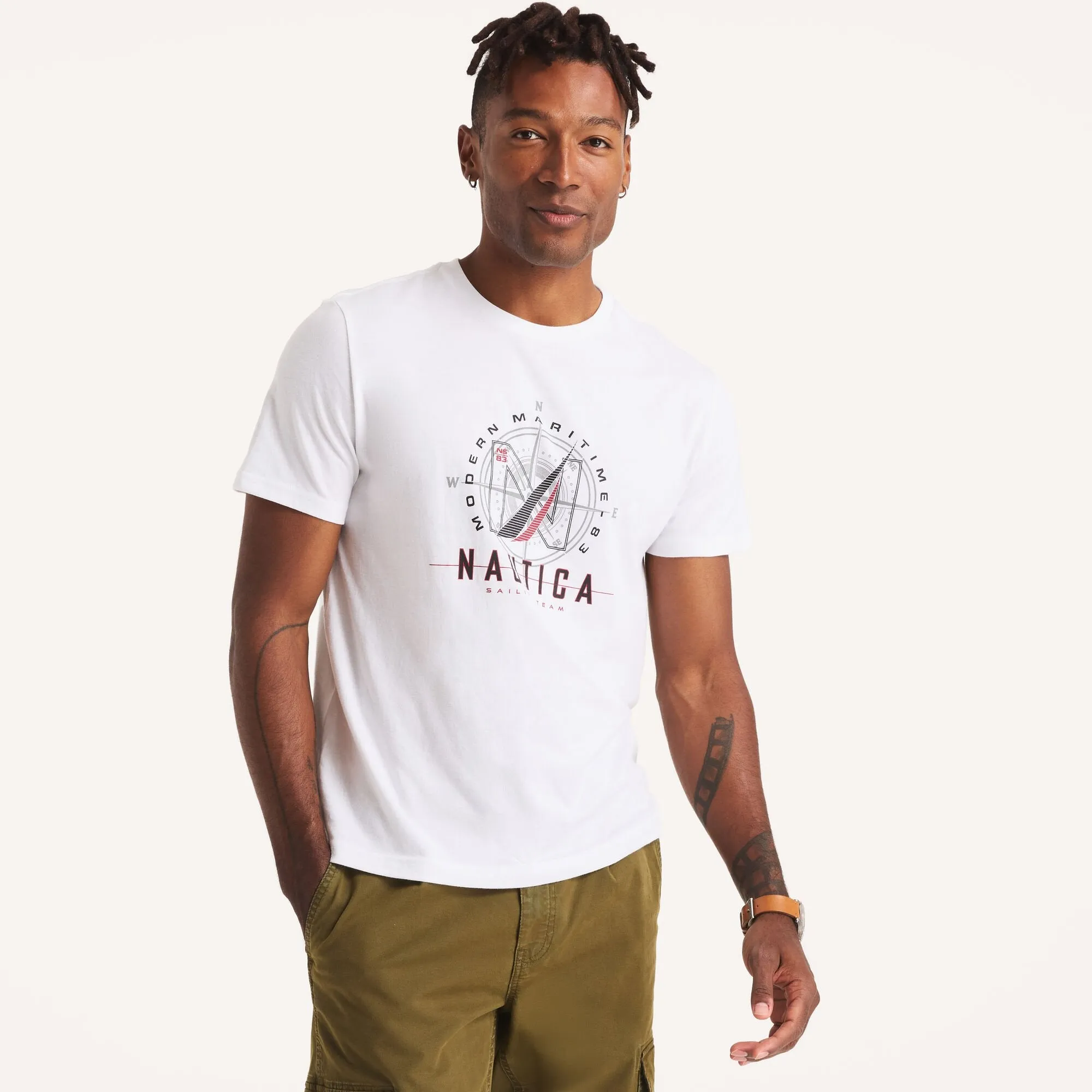 Nautica Mens Modern Maritime Graphic T-Shirt