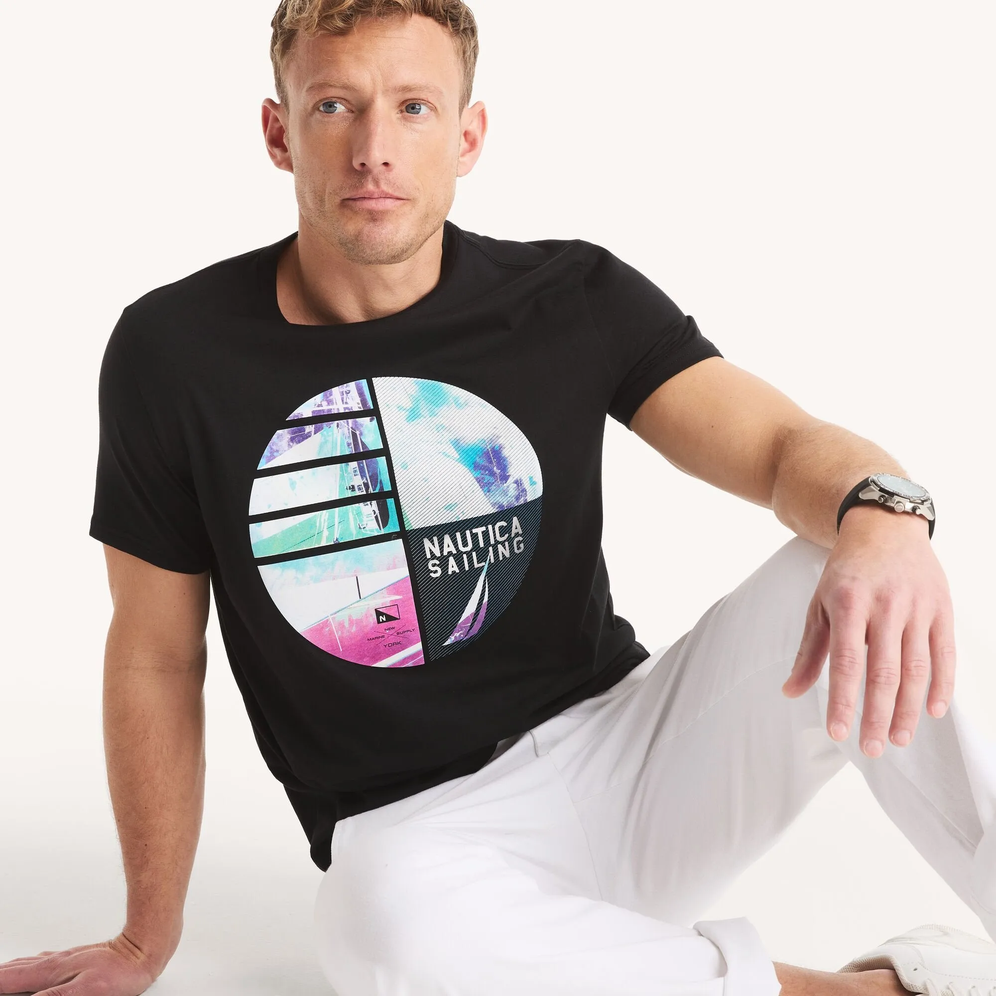 Nautica Mens Modern Sailing Graphic T-Shirt