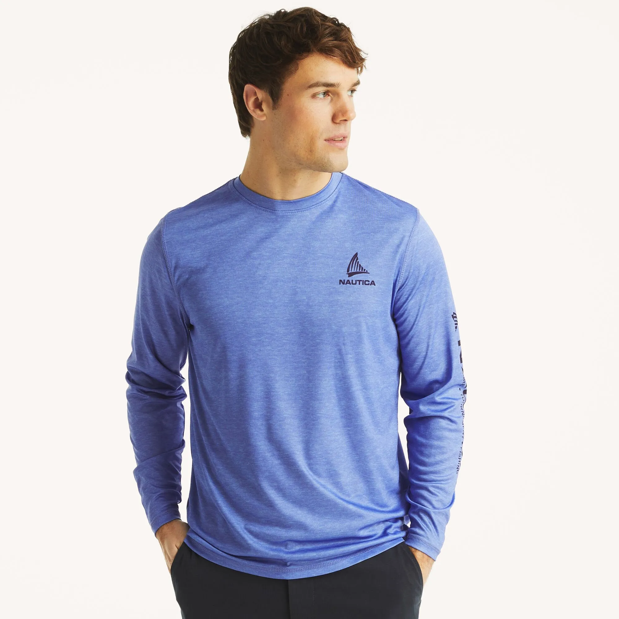 Nautica Mens Nautica Otf Long-Sleeve Upf 50  Shirt