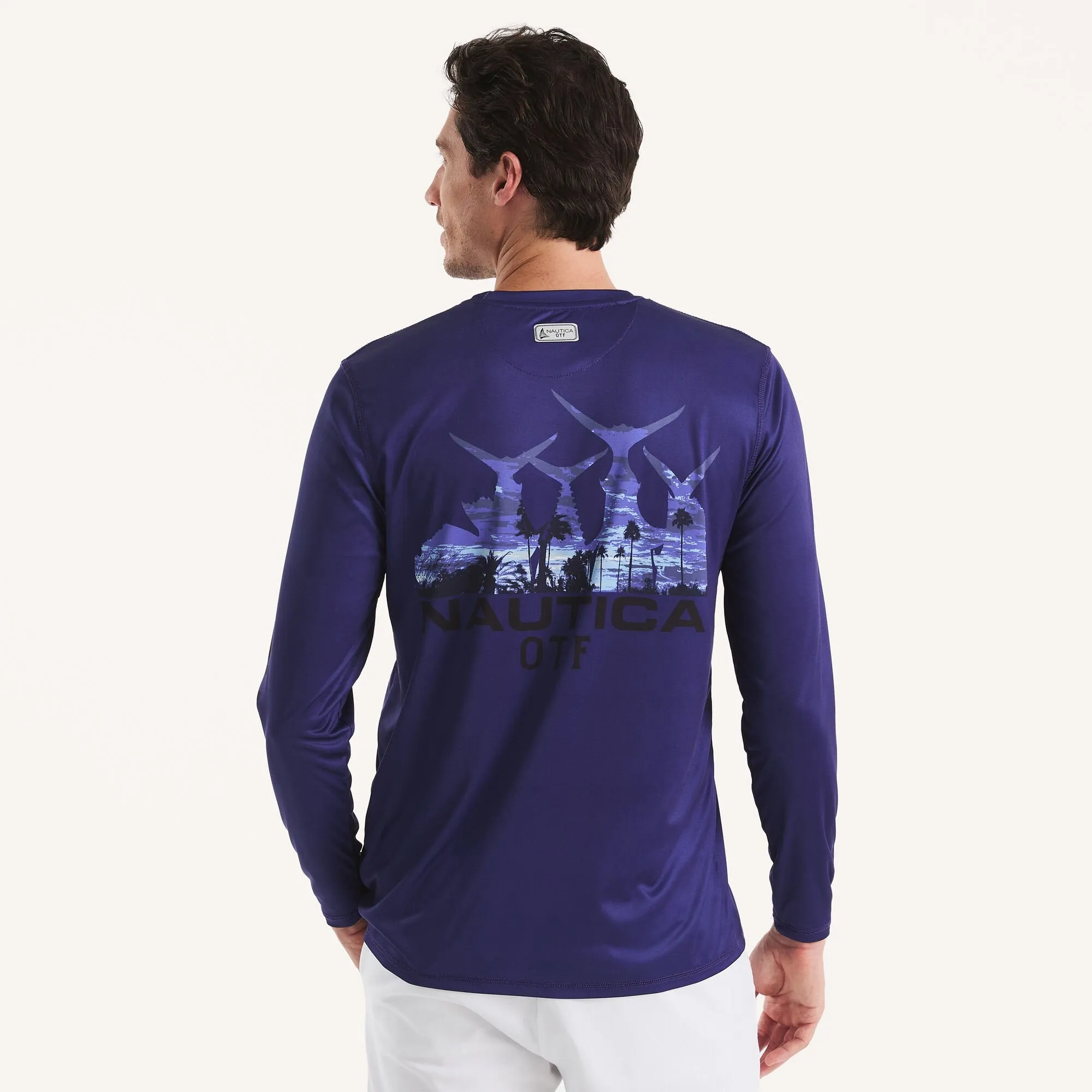 Nautica Mens Nautica Otf Long-Sleeve Upf 50  Shirt