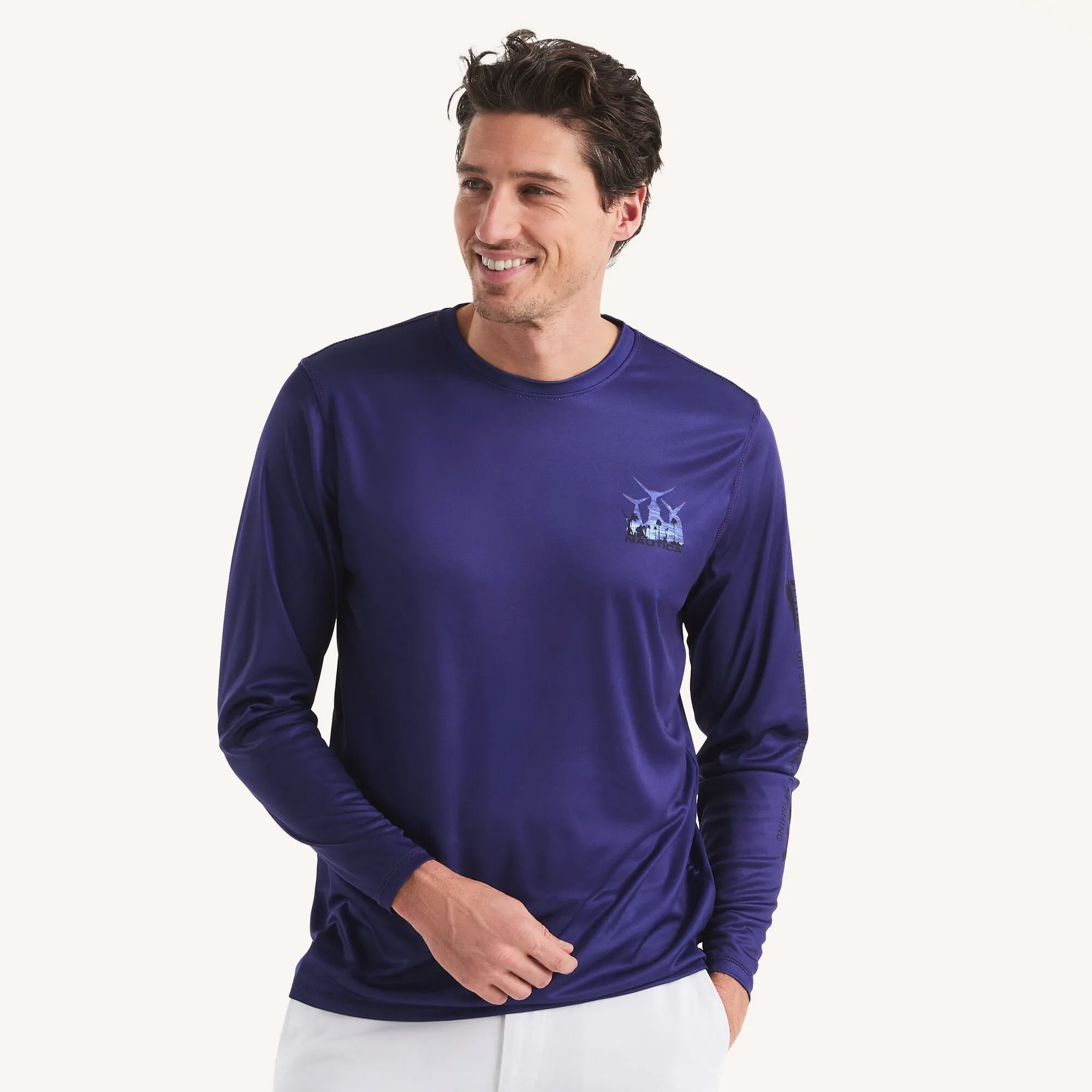 Nautica Mens Nautica Otf Long-Sleeve Upf 50  Shirt