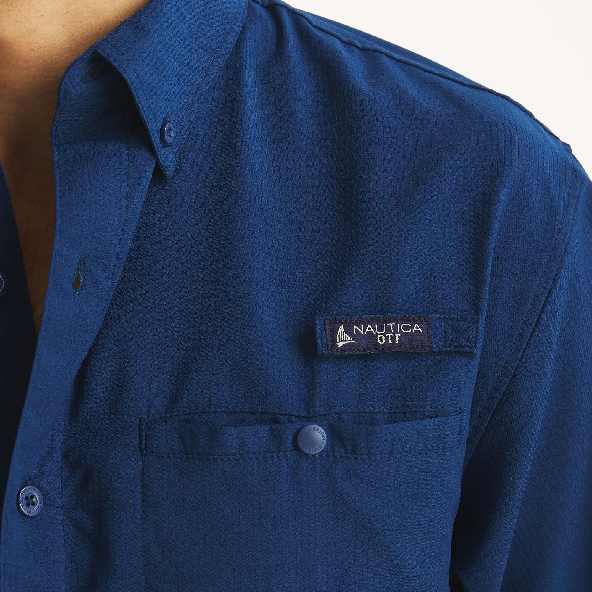 Nautica Mens Nautica Otf Short-Sleeve Button-Down Shirt