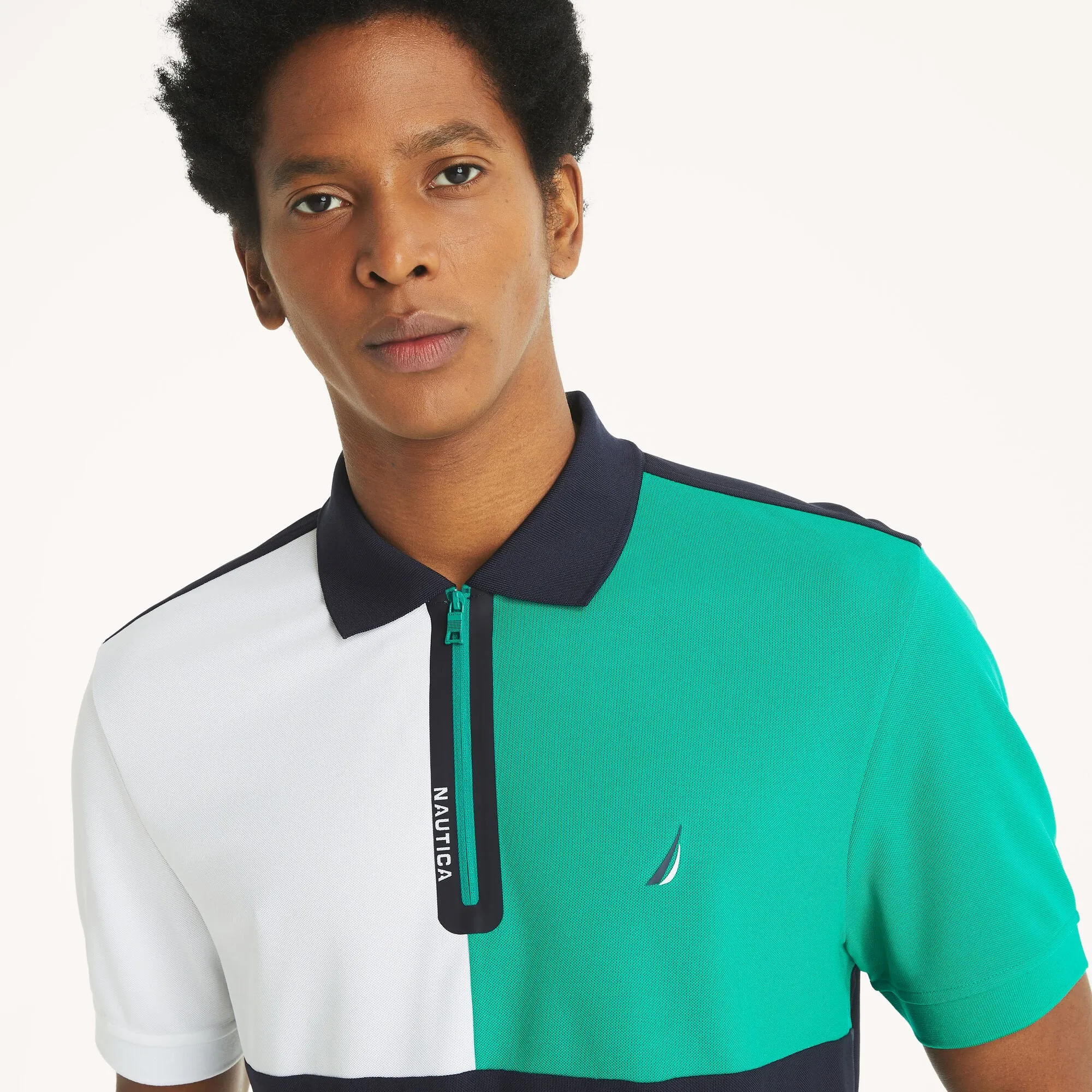 Nautica Mens Navtech Classic Fit Colorblock Polo