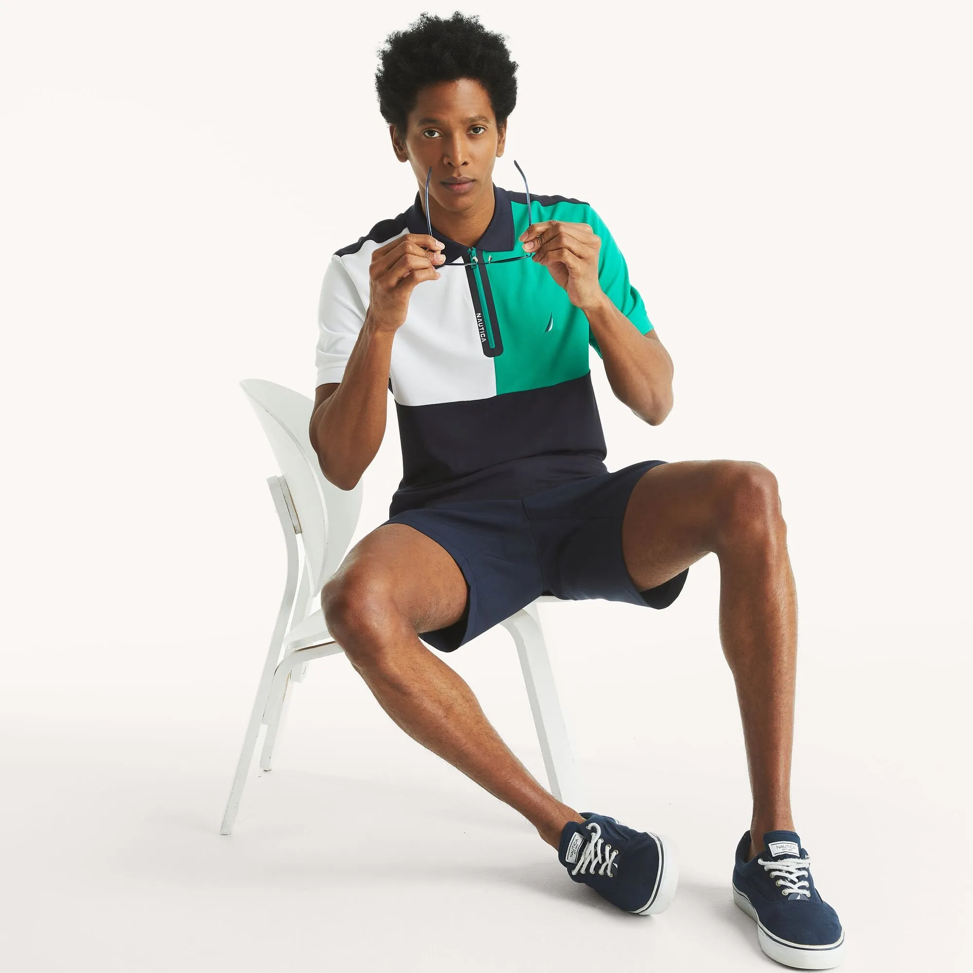 Nautica Mens Navtech Classic Fit Colorblock Polo
